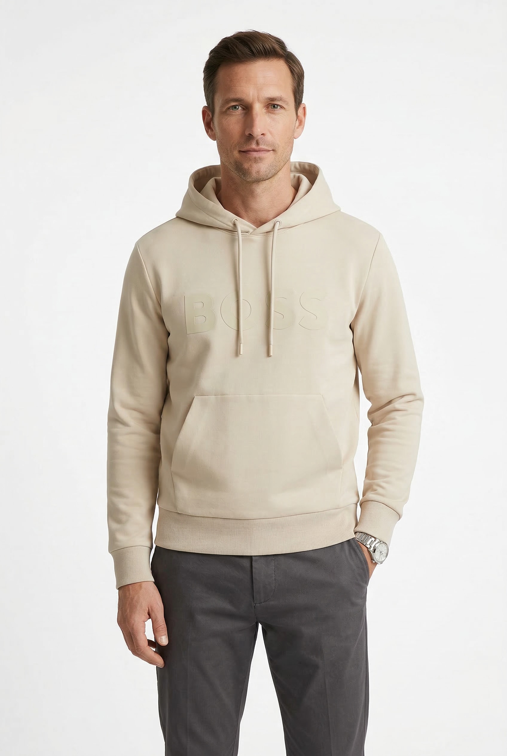 BOSS GREEN Hoodie »Soody«, Regular Fit, Kapuze mit Kordel, Kängurutasche, Logo-Druck
