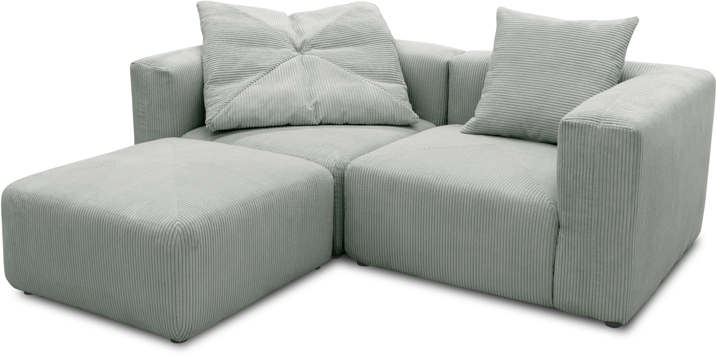 RAUM.ID Ecksofa »Gerrid L-Form«, Cord, Modulsofa, bestehend aus 2 Eckelementen + 1 Hocker