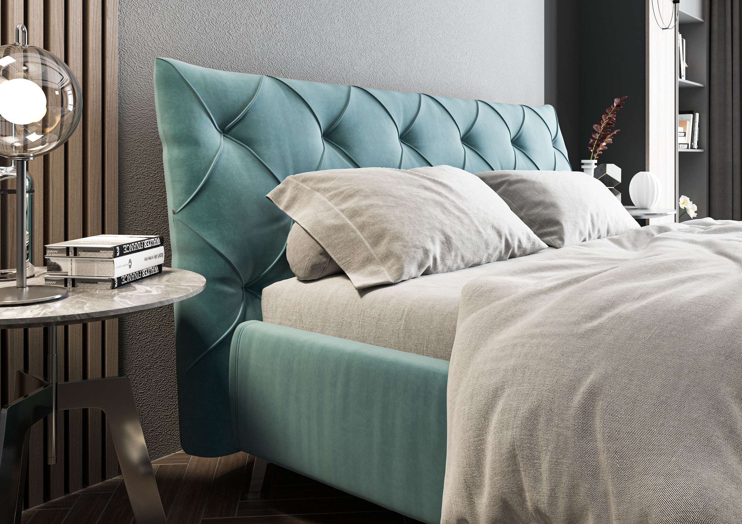 PLACES OF STYLE Polsterbett »Elloree in 4 Breiten bis 200cm, auch in Leder« Kopfteilhöhe 105cm, belastbar bis 280 kg, auch in Überlänge 220cm