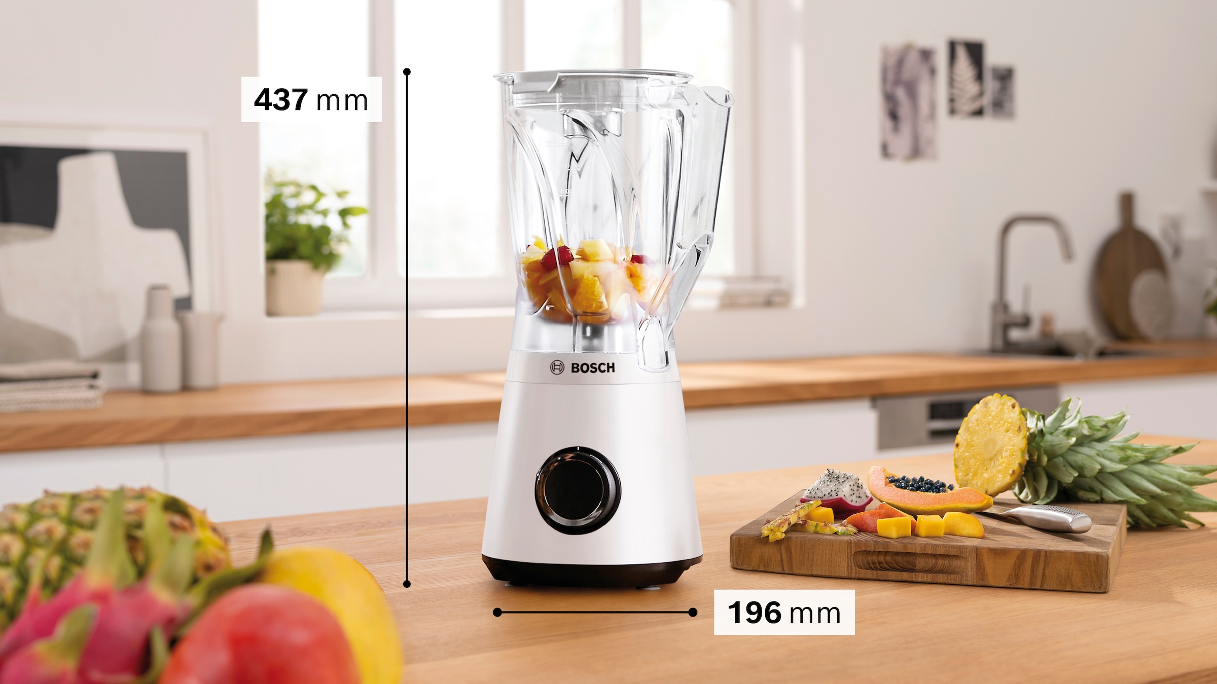 BOSCH Standmixer »VitaPower Serie 4 MMB6141W, Powermixer, 30.000 rpm, weiß«, 1200 W, 1,5l Tritan-Mixbehälter, Edelstahlklingen, spülm.feste Teile