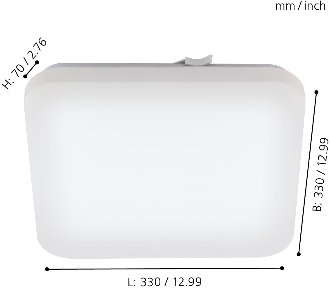 IP44 LED cm, L: »FRANIA«, Deckenleuchte, Deckenleuchte Garantie Lampe, | EGLO 1 mit online Weiß, kaufen flammig-flammig, Stahl, 3 Kunststoff, XXL 33 Jahren