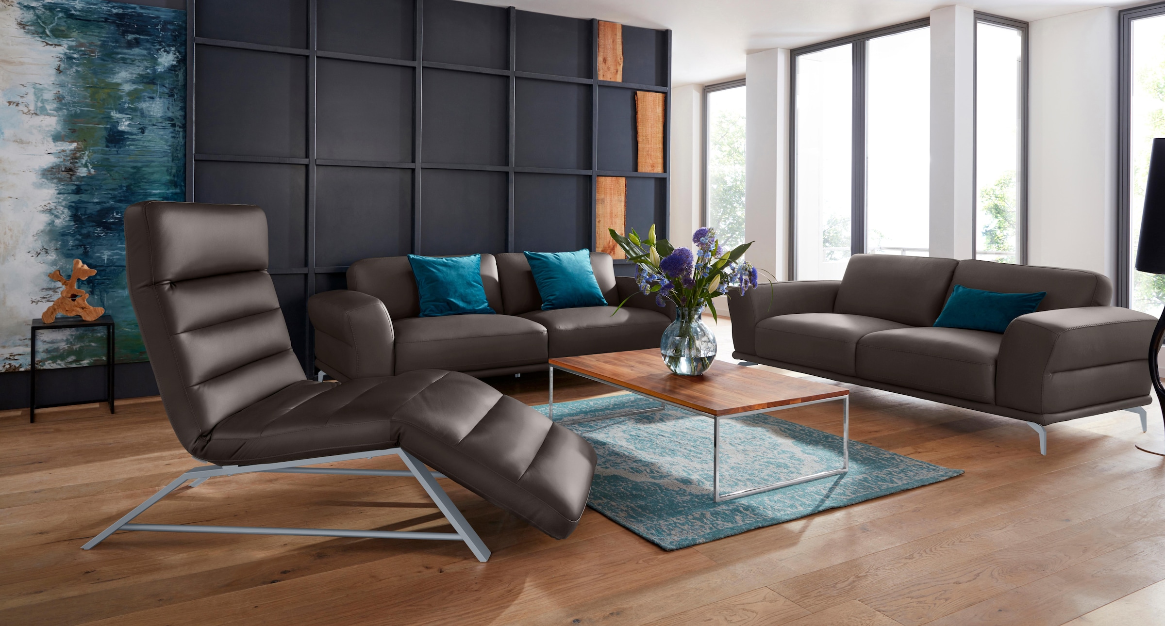 W.SCHILLIG 2,5-Sitzer »montanaa«, mit Metallfüßen in Silber matt, Breite 212 cm