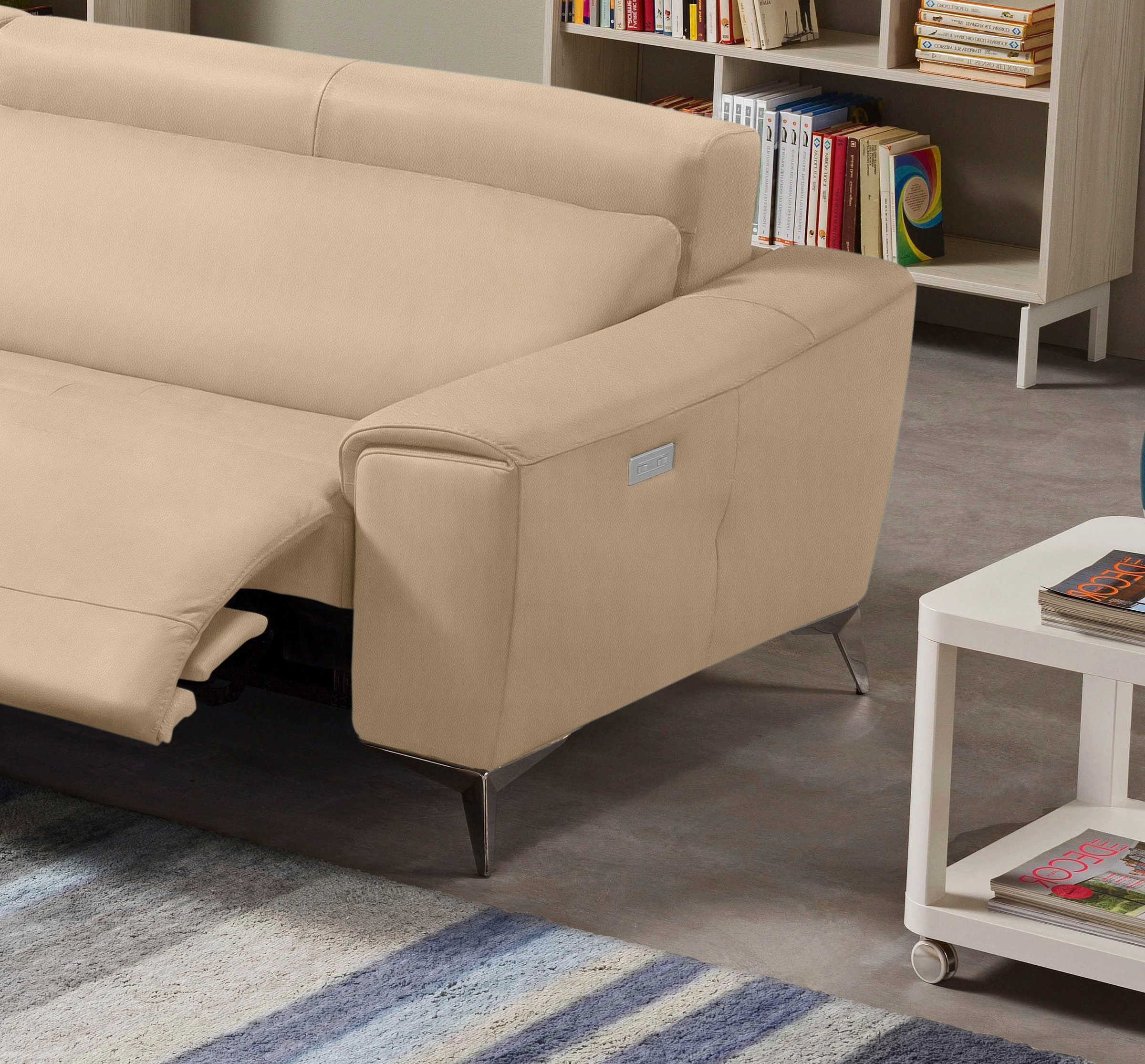Egoitaliano Ecksofa »Suzette, Designsofa mit hohem Sitzkomfort«, mit Recamiere, inkl. 1 elektronischen Relaxfunktion, L-Form