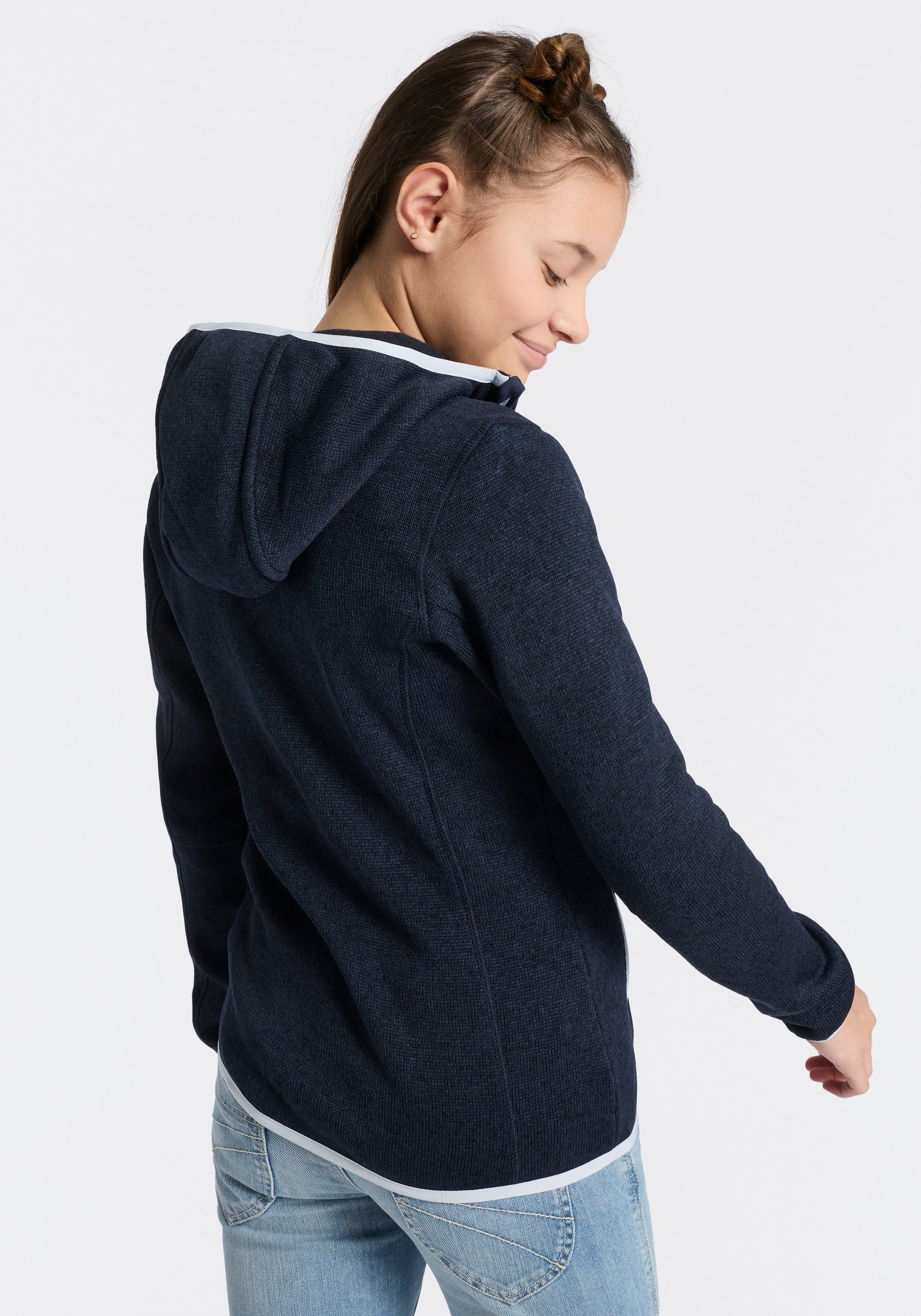 CMP Strickfleecejacke »KID G JACKET FIXED HOOD« mit Kapuze wärmende Strickfleecejacke aus Polyester, mit Kapuze und Kinnschutz