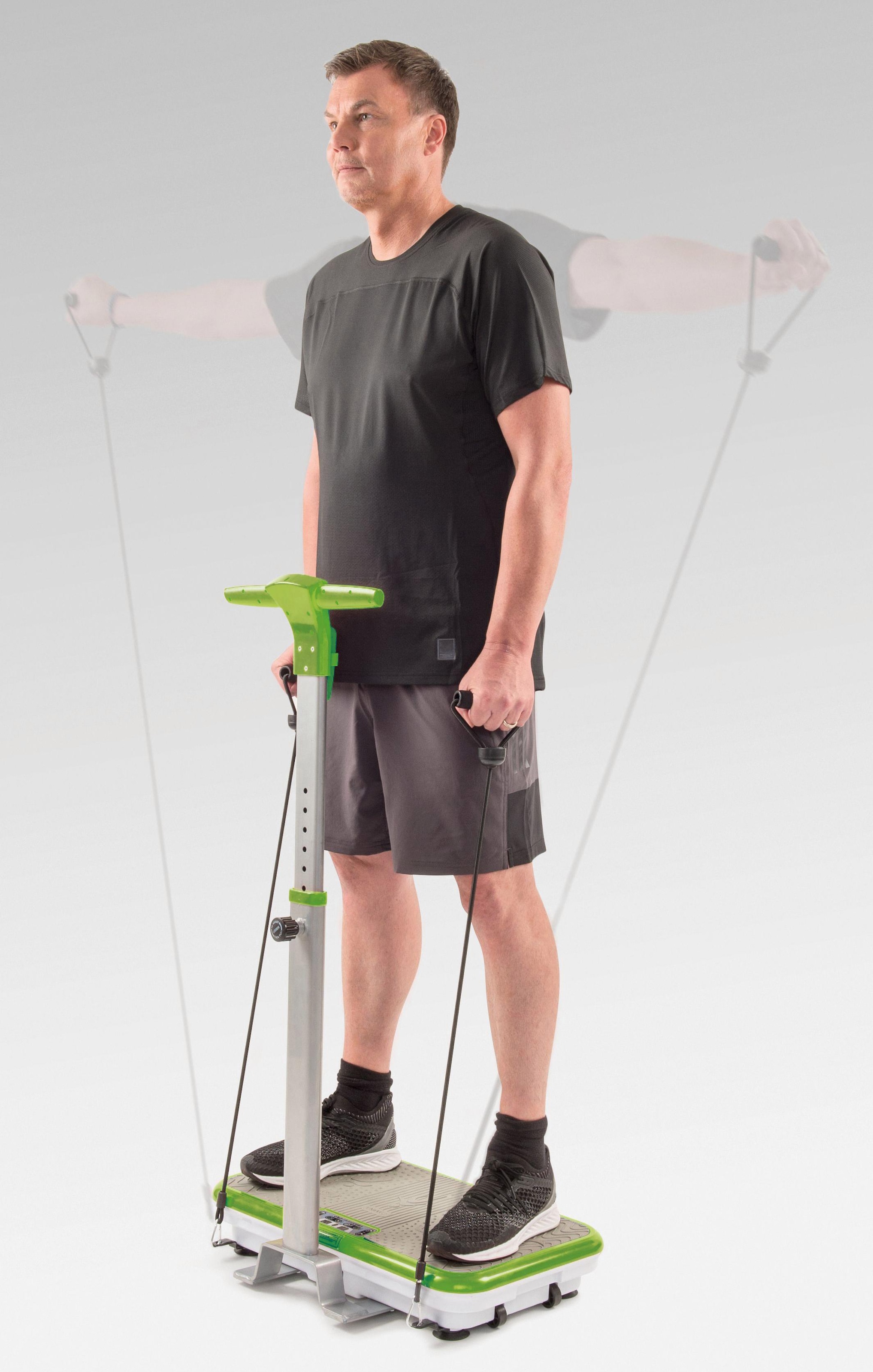 MediaShop Vibrationsplatte »VIBROSHAPER«, 3 Intensitätsstufen, (Set, mit Trainingsbändern), mit abnehmbarer Haltestange