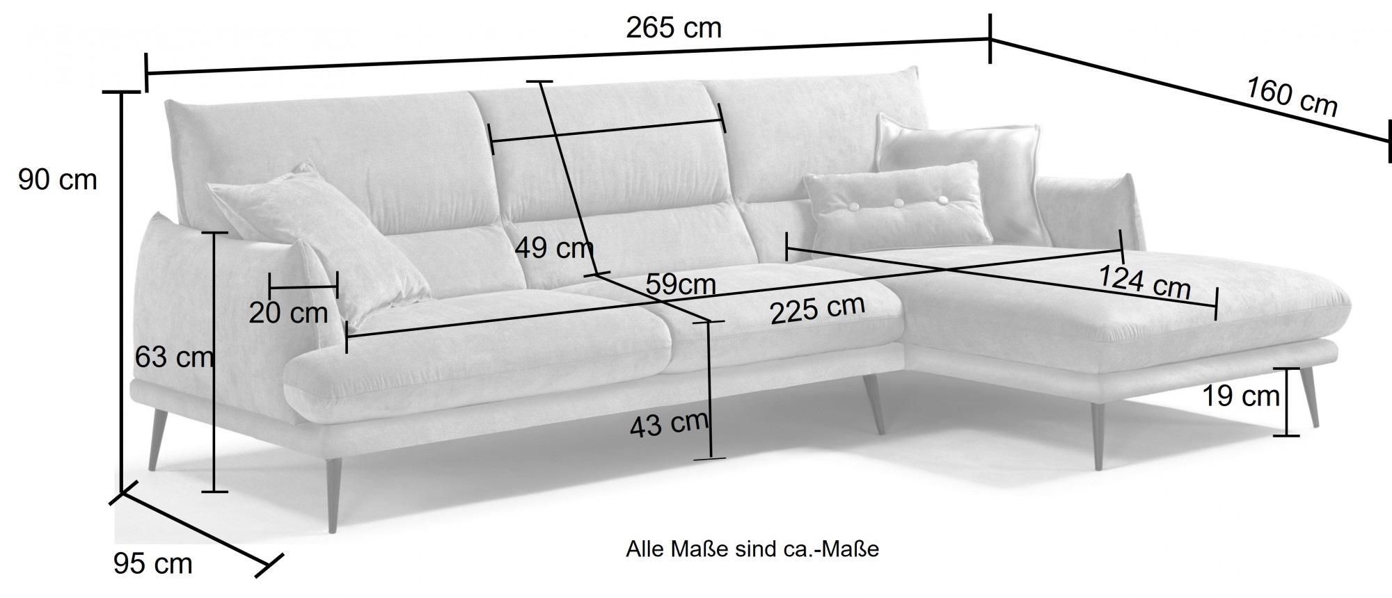 Egoitaliano Ecksofa »FUNNY, hochwertiges und aktuelles Design, bequeme Rückenlehne«, hochwertiger Sitzkomfort, L-Form