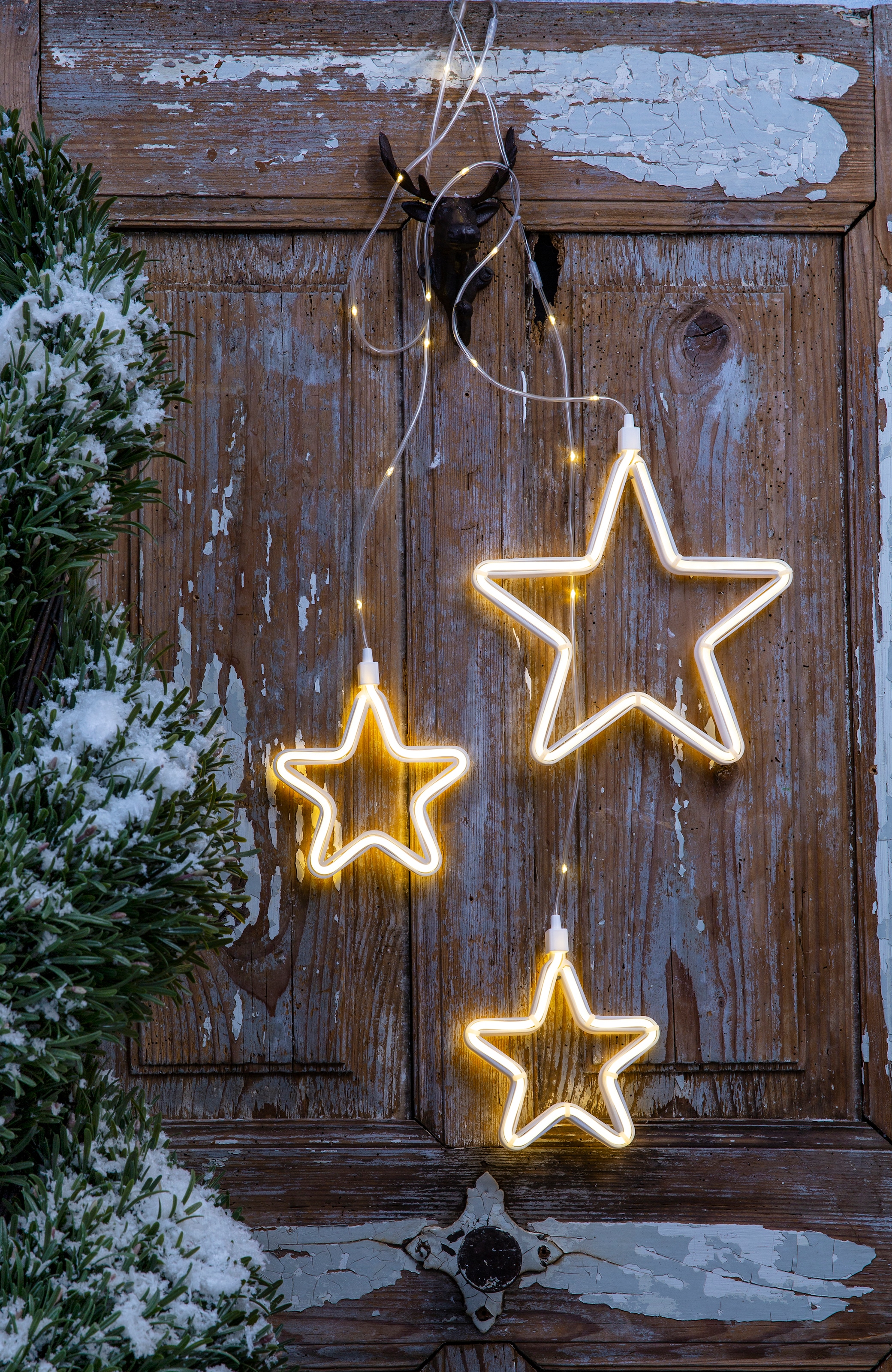 Home affaire 3 warmweißen bestellen Weihnachtsdeko »Lamothe, Lichterkette auf LED-Lichtervorhang 258 Rechnung und mit Sternen LEDs aussen«