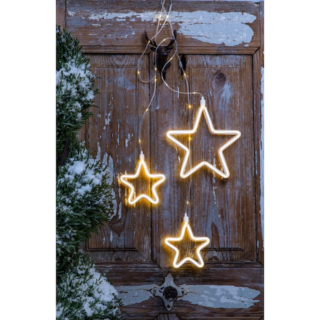 Home affaire LED-Lichtervorhang »Lamothe, Weihnachtsdeko aussen«,  Lichterkette mit 3 Sternen und 258 warmweißen LEDs auf Rechnung bestellen
