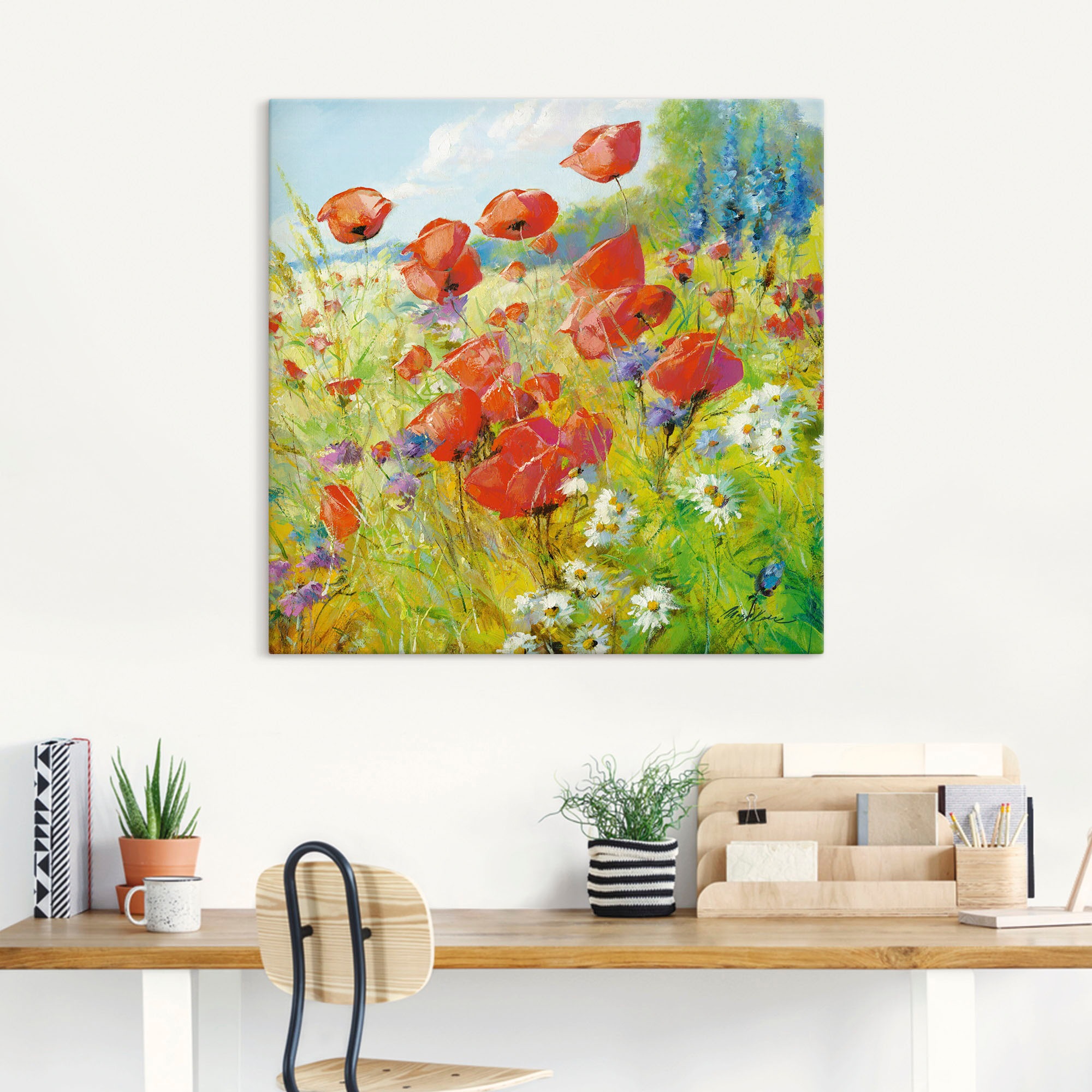 Artland Wandbild »Sommerwiese mit Mohnblumen« Blumenwiese 1 Stk. tlg. als Alubild, Outdoorbild, Leinwandbild, Poster in verschied. Größen