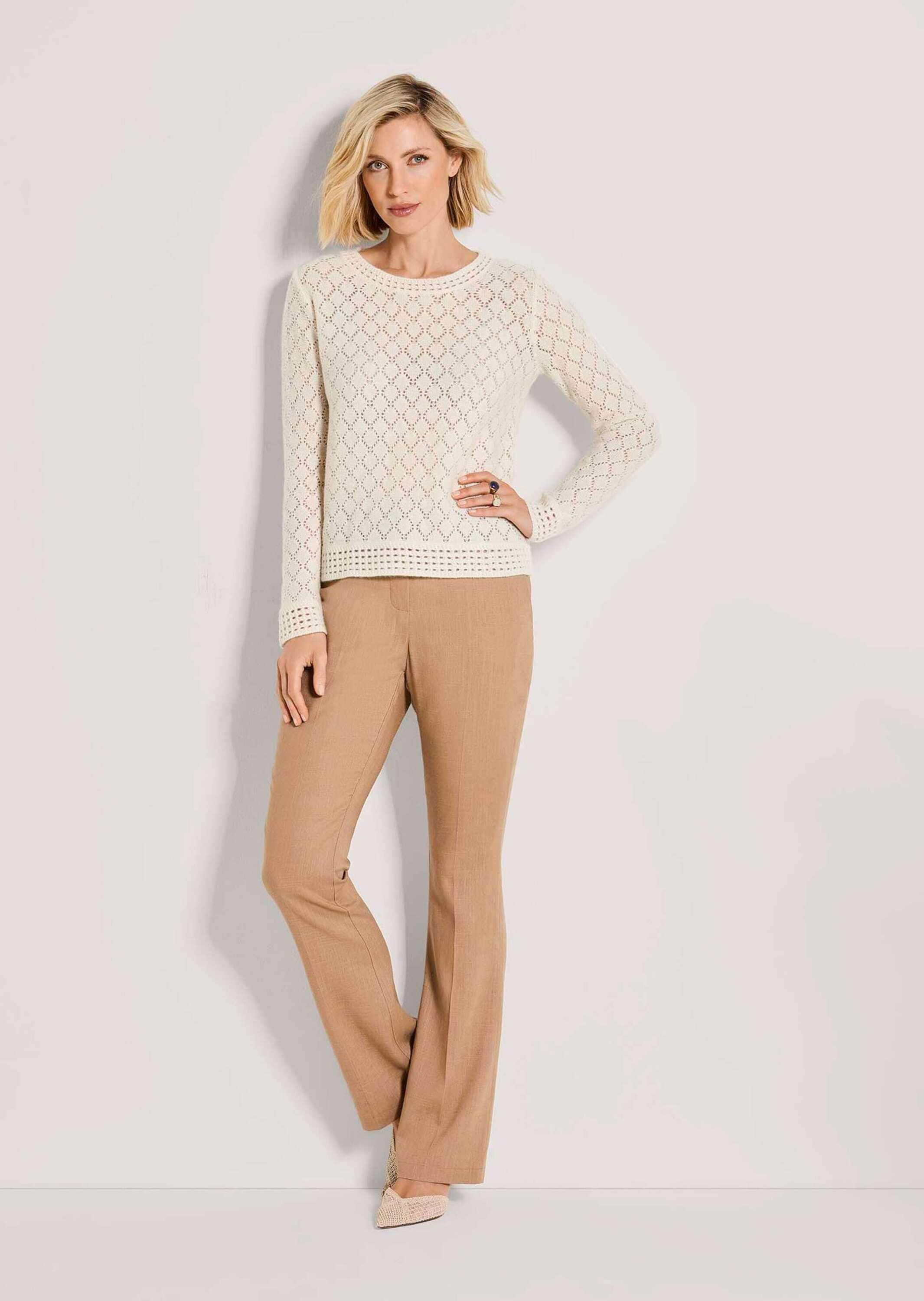 MADELEINE Longpullover »Kaschmirpullover Sommerpulli mit Ajourmuster« Gehäkelte Zopfdetails