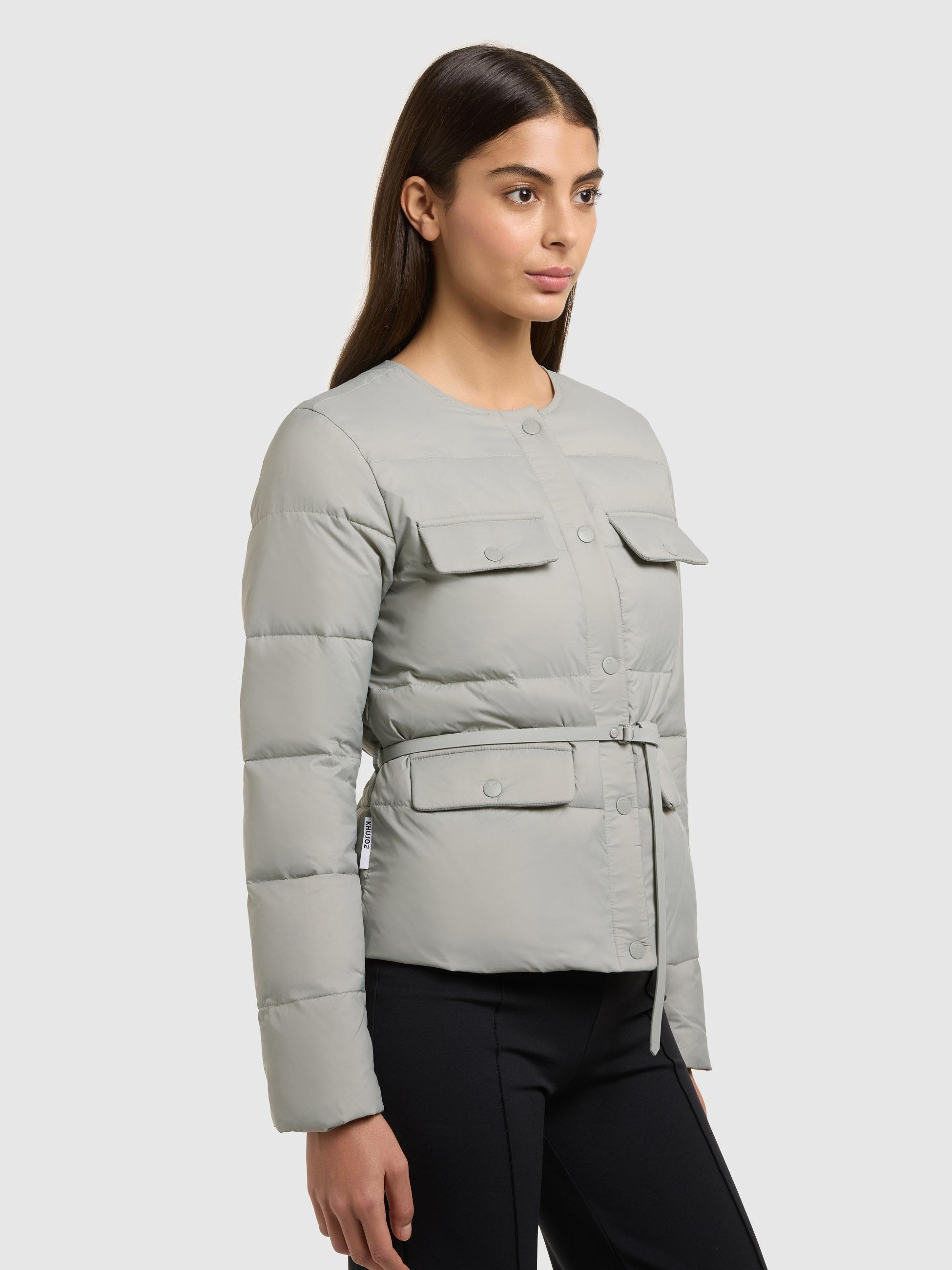 khujo Steppjacke »Steppjacke Cinnia« ohne Kapuze Elegante Damen Übergangsjacke mit Taillengürtel