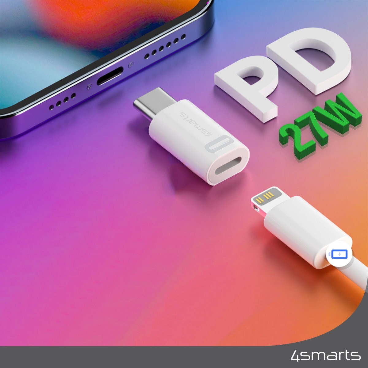 4smarts USB-Adapter »Adapter Lightning auf USB-C PD 27W«, USB-C zu Lightning