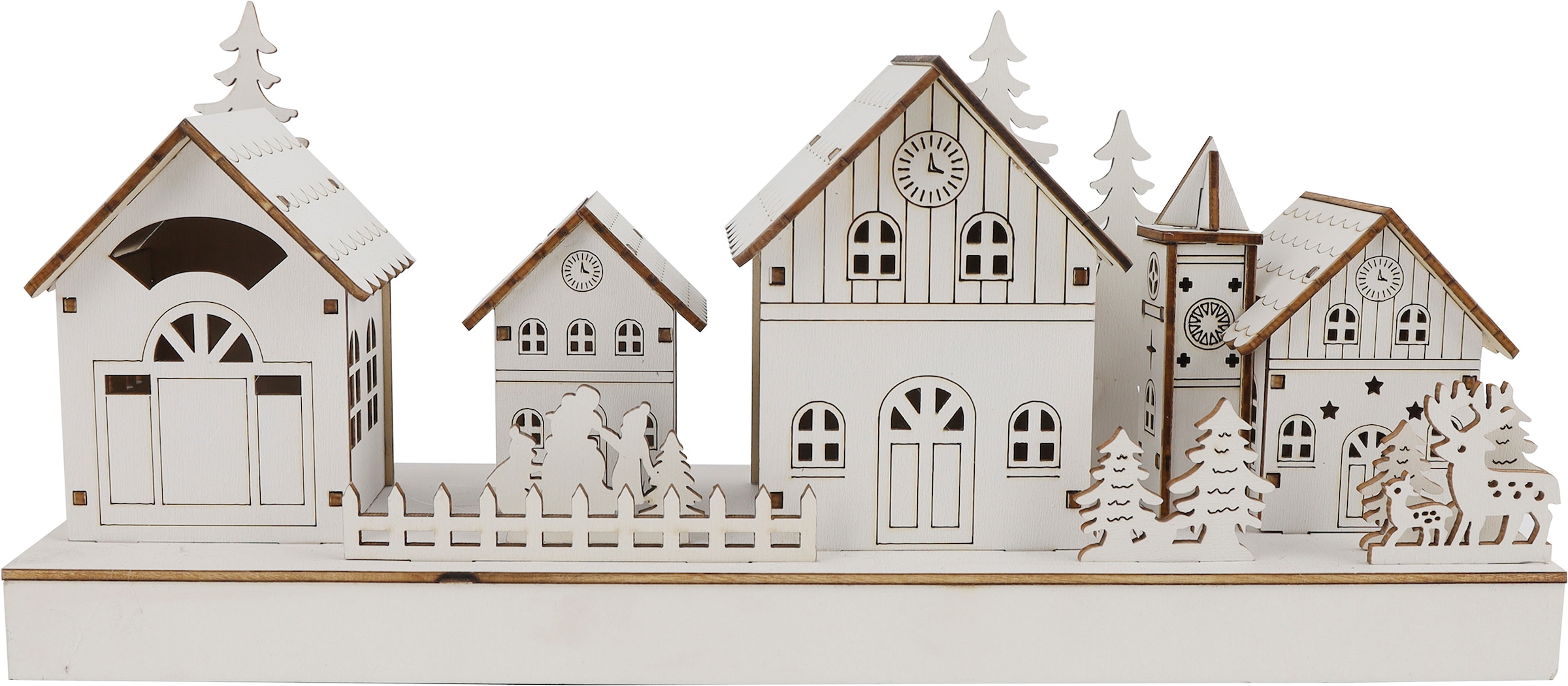 OTTO home Weihnachtsdorf »Weihnachtsszene weiß« LED-Licht, detailreich gestaltete Winterszene