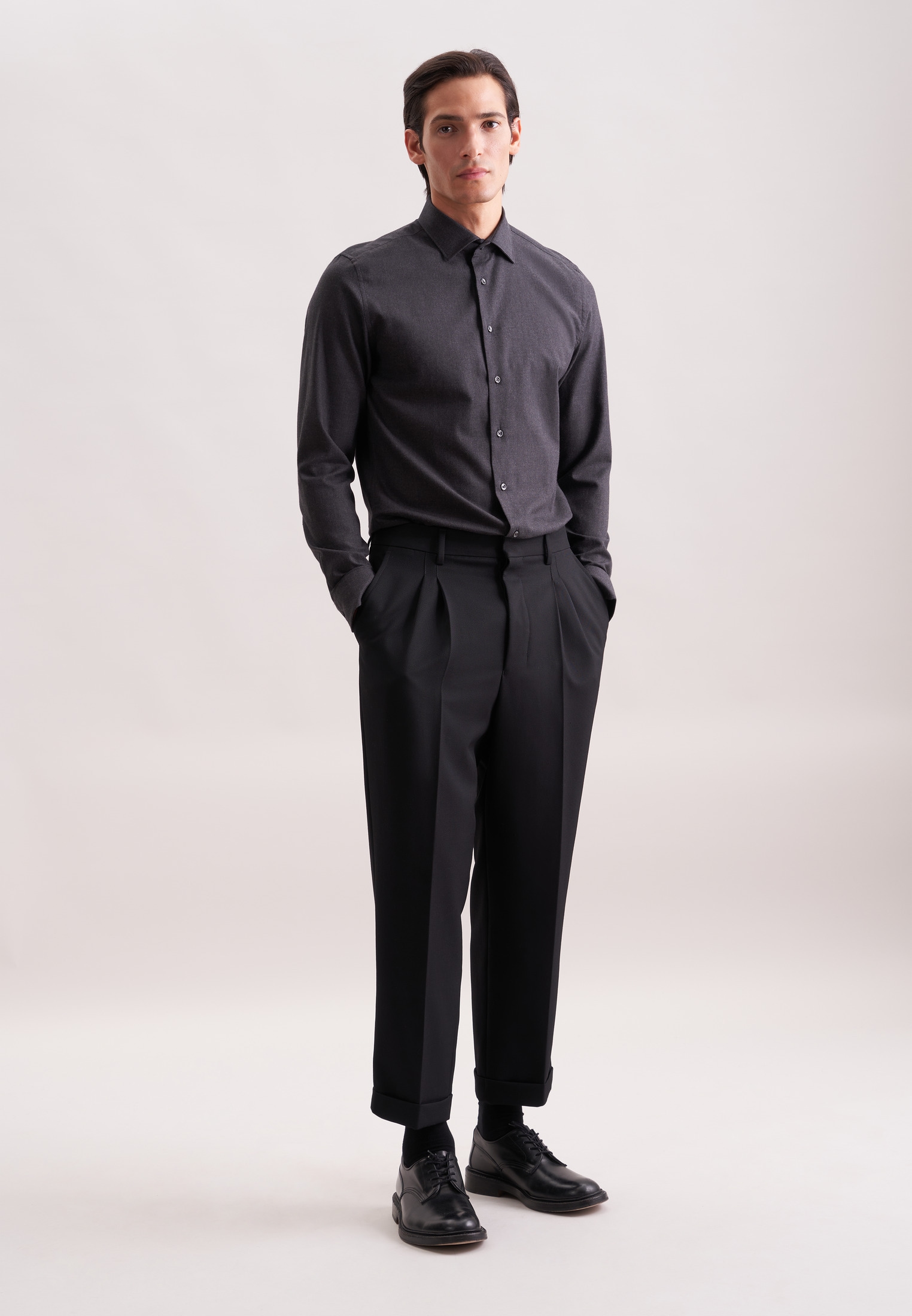 seidensticker Flanellhemd »Schwarze Rose« X-Slim 1/1 Kentkragen Uni