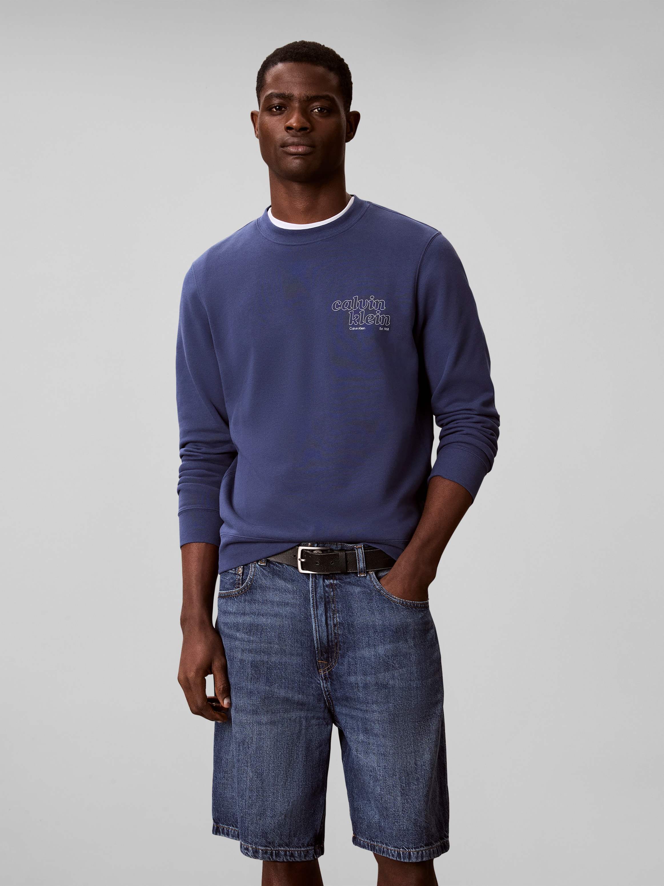 Calvin Klein Jeans Sweatshirt , Rundhalsausschnitt, Brustdruck, reine Baumwolle
