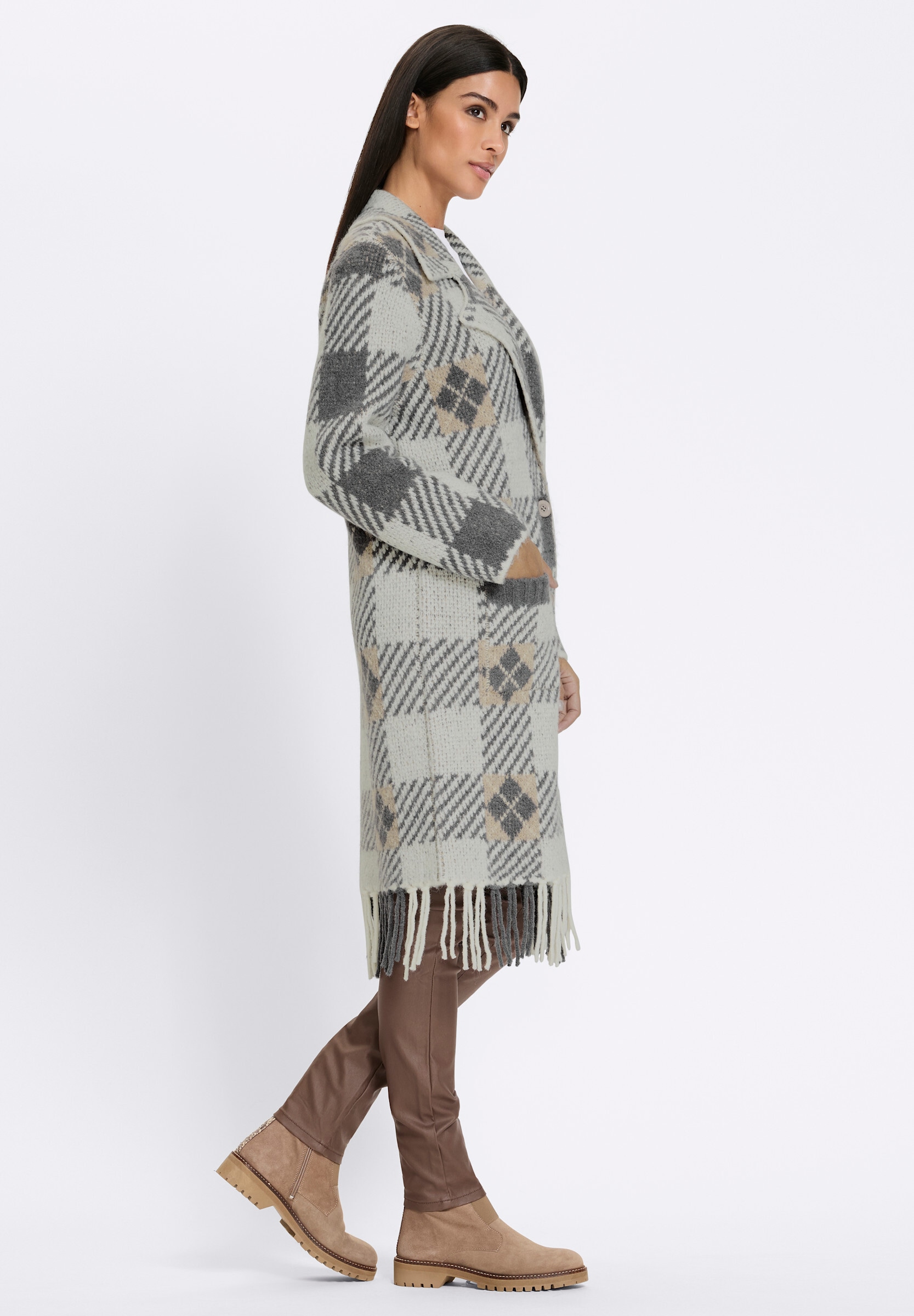 heine Strickjacke »Long-Strickjacke Longstrickjacke mit Fransen«