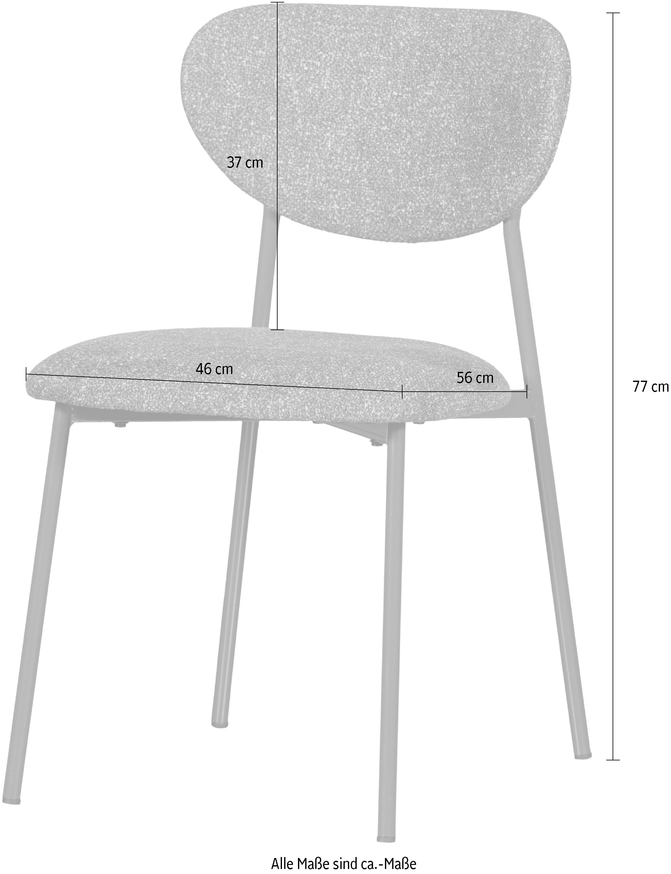 WOOOD Esszimmerstuhl »Valor aus Webstoff mit Metallgestell stapelbar H 77 x B 46 cm« (Set) 2 Stk.(Set, 2 St) Sehr hohe Verschleißfestigkeit, Breite 46 cm