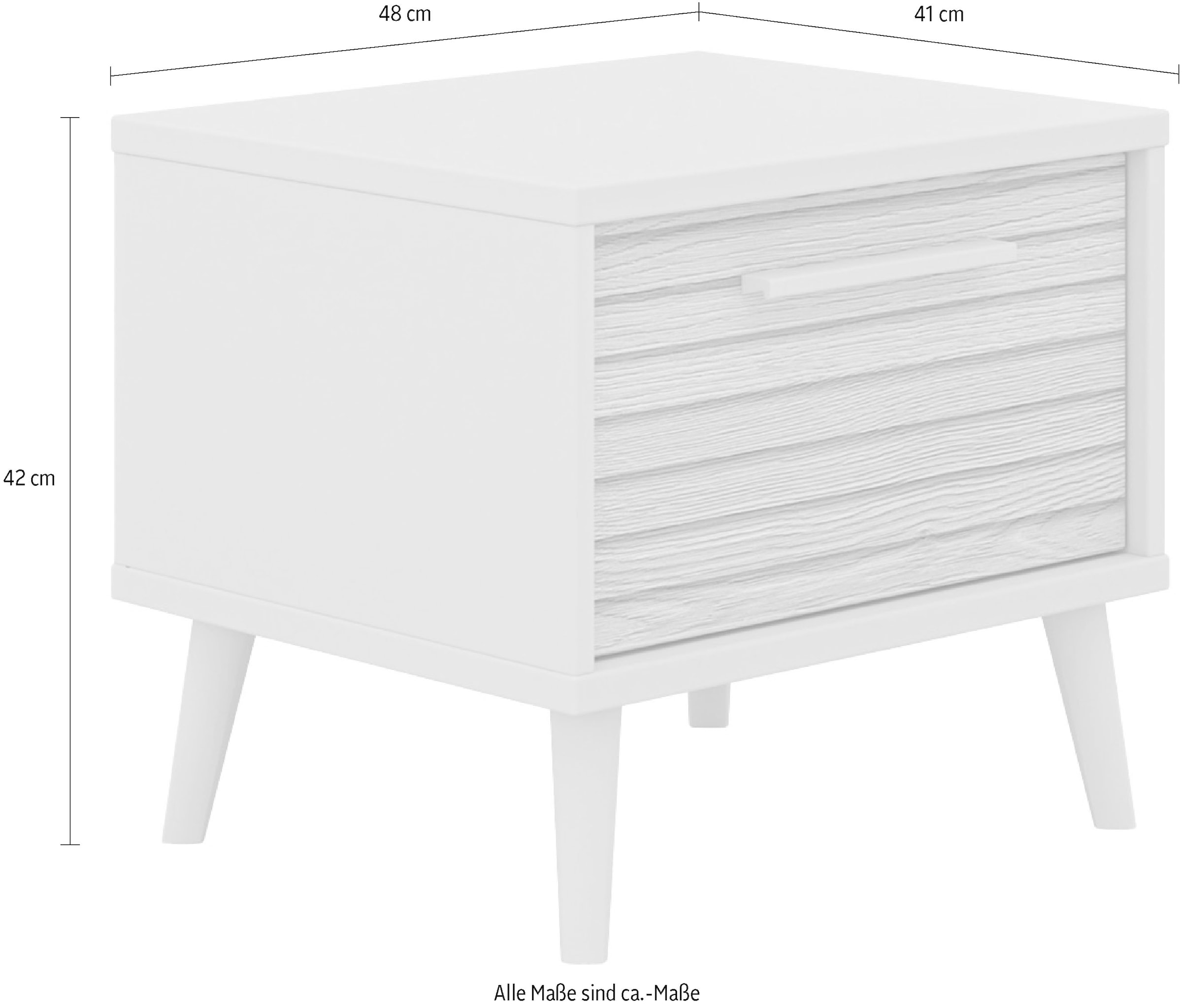 PAIDI Nachtkommode »EEFJE, Nachttisch in modernem Design, Cashmere-Beige mit Groovy-Oak«, (B/H/T ca. 48x43x41cm), mit Schublade