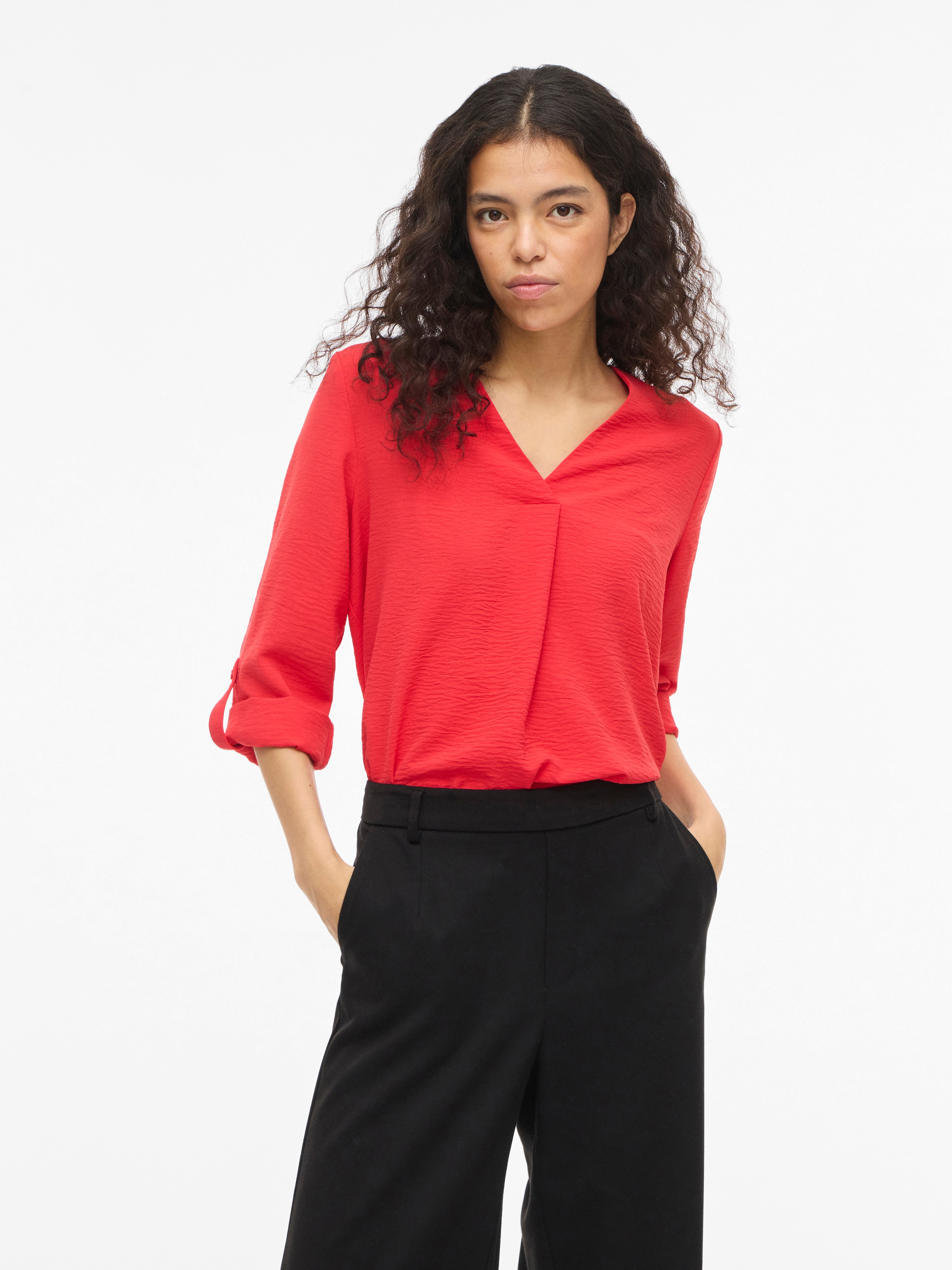 Vila Blusenshirt »VIJOSA 3/4 V-NECK TOP - NOOS«