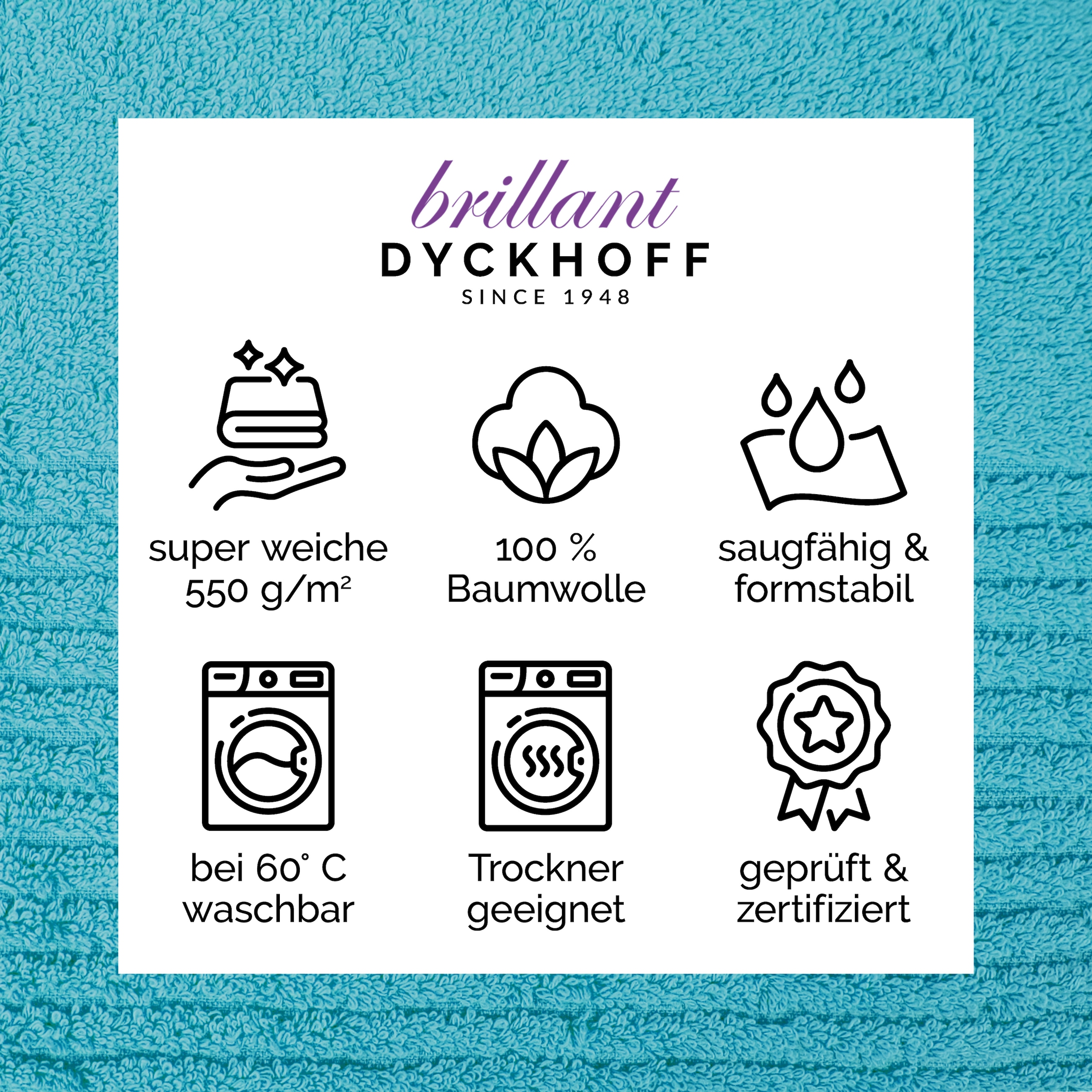Dyckhoff Waschhandschuh »Waschhandschuh-Set BRILLANT 6-tlg., Baumwolle, 550 g/m²« Baumwolle