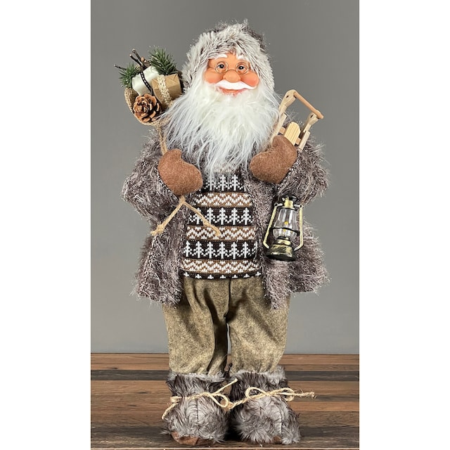 HOSSNER - HOMECOLLECTION Weihnachtsmann »Weihnachtsdeko mit Schlitten,  Geschenke und Laterne«, Dekofigur, Weihnachtsfigur, Höhe ca. 60 cm auf  Raten bestellen