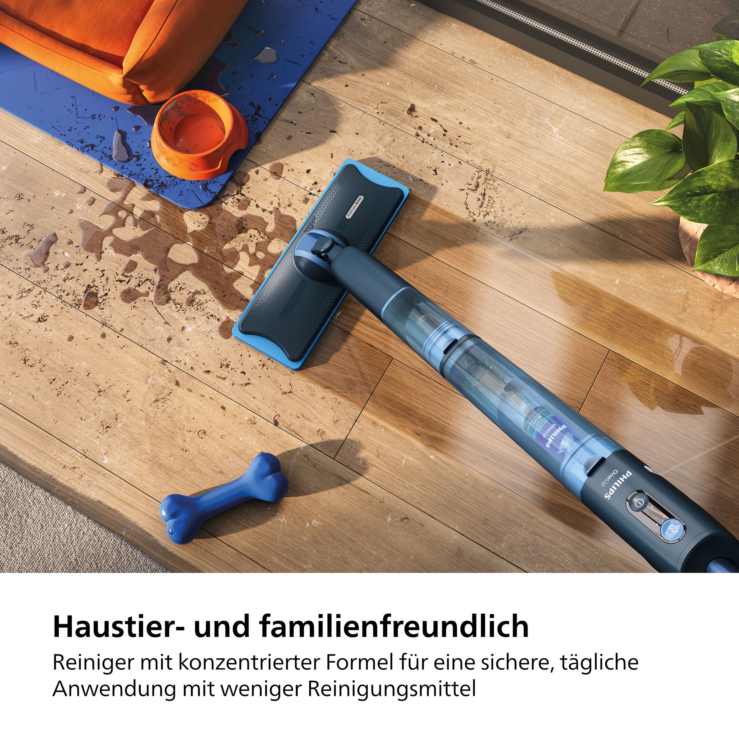 Philips Fussbodenreiniger »OneUp XV1892/02, hochkonzentrierte Bodenlösung«, (2 St.), für alle Bodenarten (auch Holzböden) geeignet