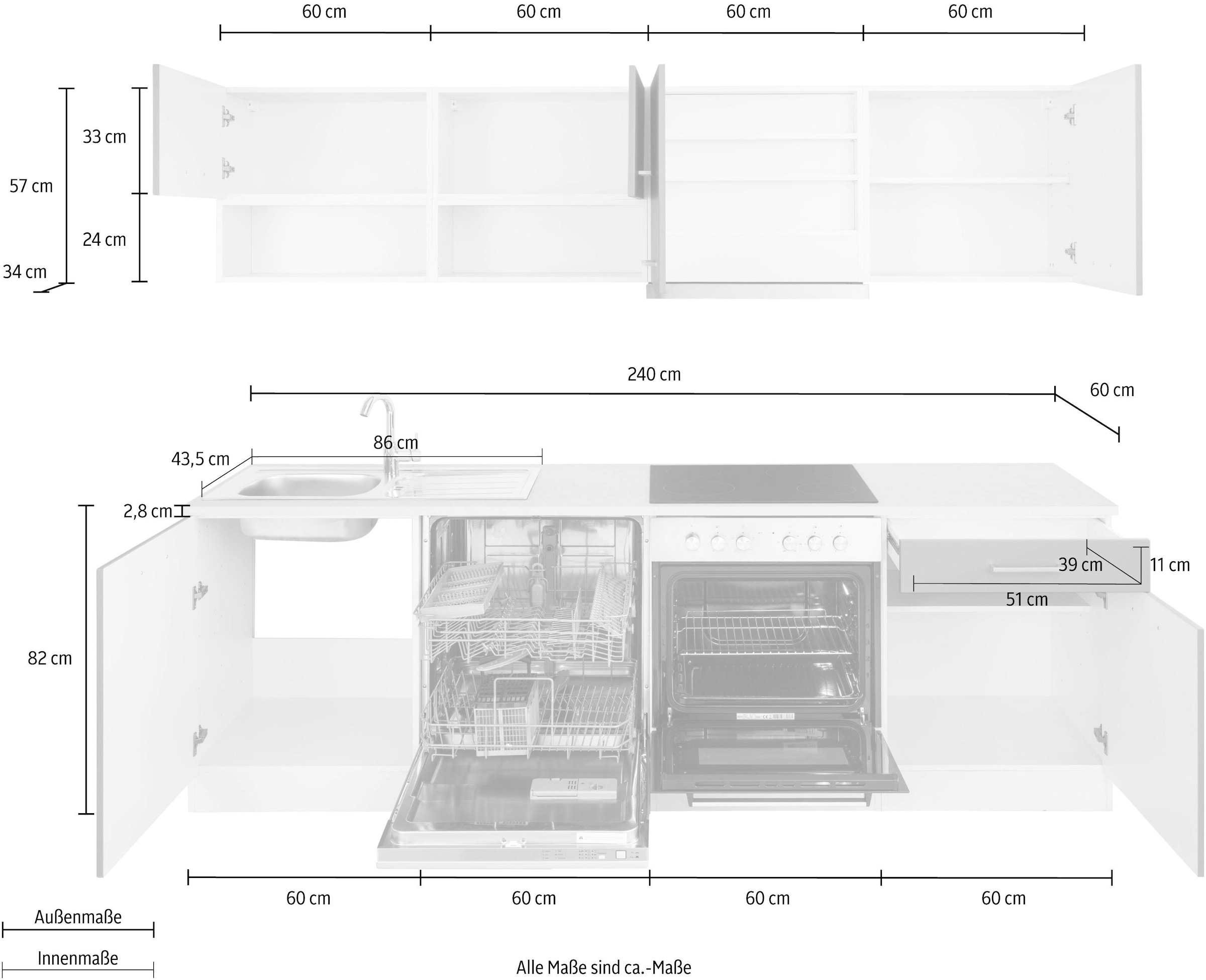 HELD MÖBEL Küchenzeile »Visby«, mit E-Geräten, Breite 240 cm auf Raten  bestellen
