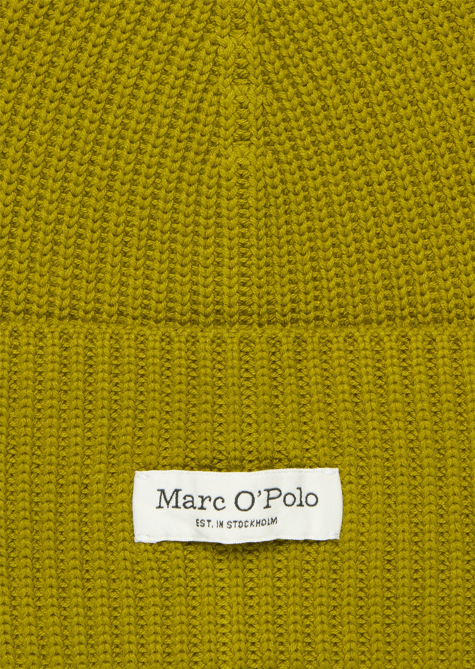 Marc O'Polo Beanie breiter Umschlag, Markenlabel, Rippstrick