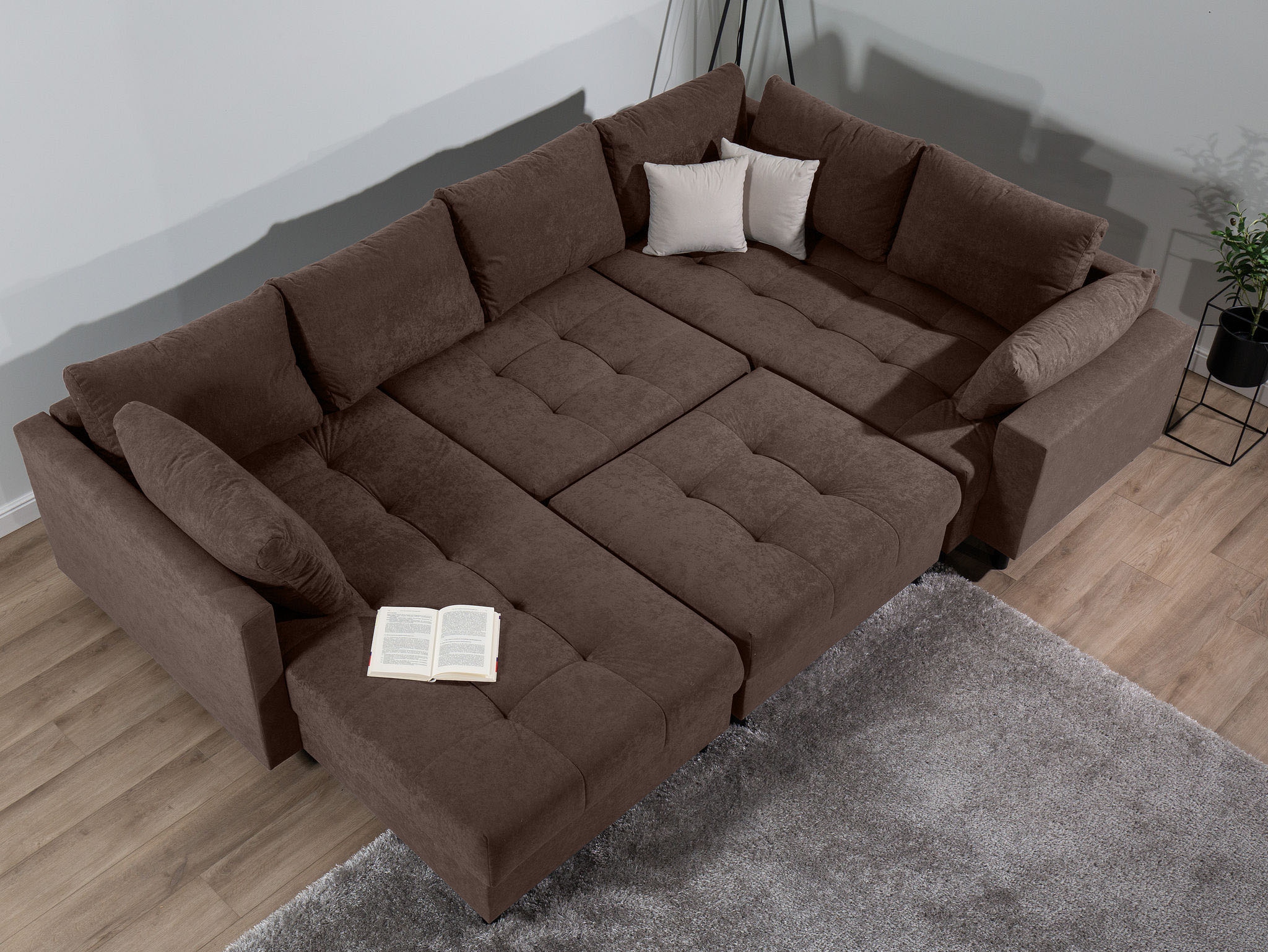 COLLECTION AB Wohnlandschaft »Toni U-Form, B: 298 cm« Set: Sofa & Hocker, 2 Zierkissen, Federkern