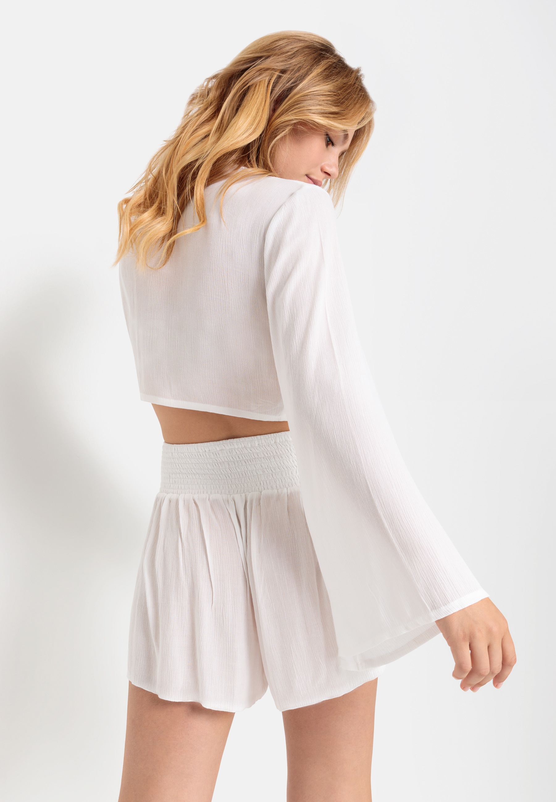 LSCN by LASCANA Crepebluse, (Set), und Shorts