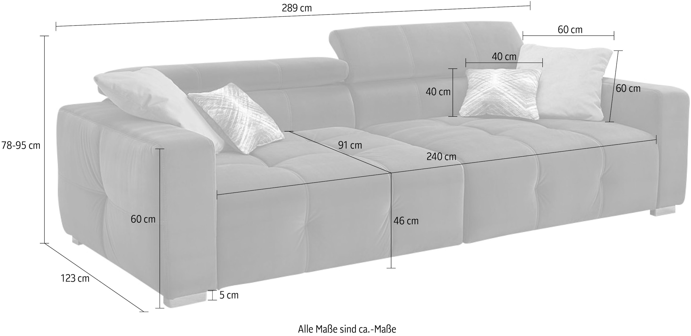 Jockenhöfer Gruppe Big-Sofa »Trento«, mit und Wellenfederung, Kopfstützen verstellbare mehrfach auf bestellen Sitzkomfort Raten
