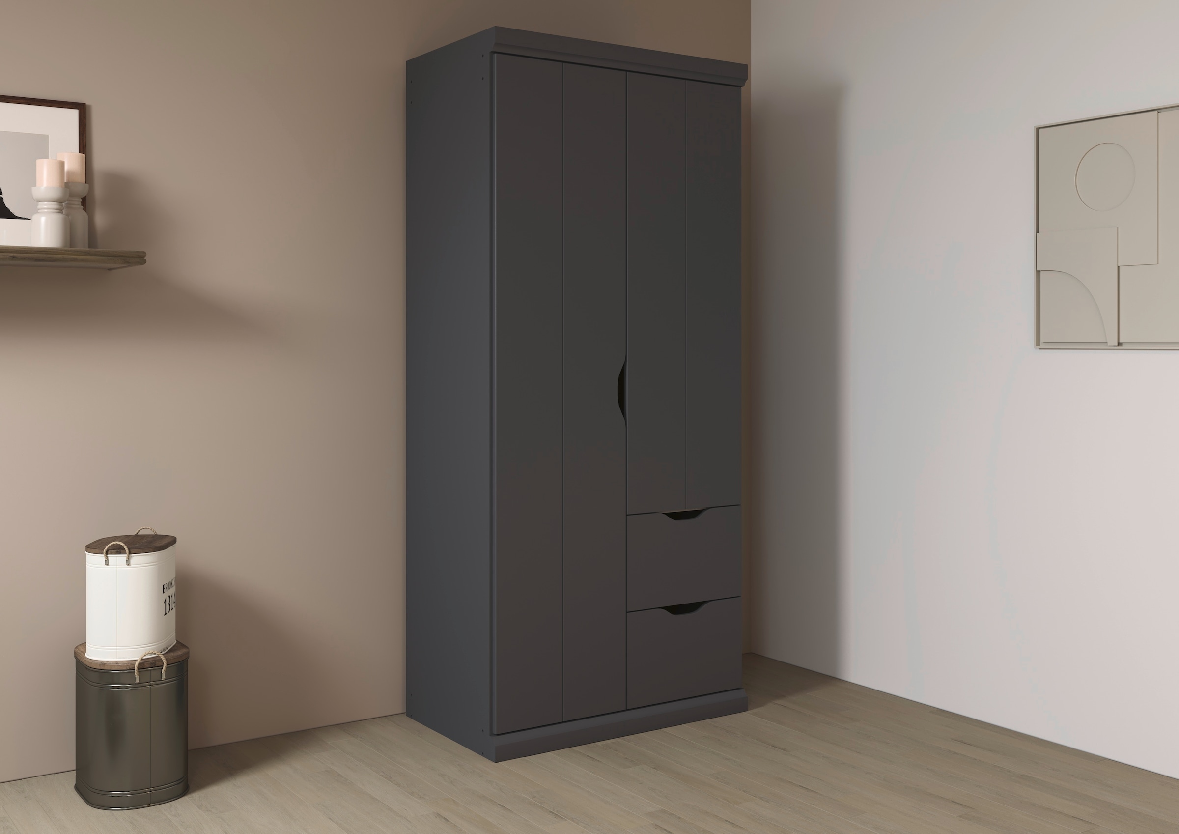 rauch Kleiderschrank »Drehtürenschrank Schrank Garderobe Wäscheschrank Schlafzimmer MARLENE« 3 verschiedene Ausstattungen BASIC/CLASSIC/PREMIUM (inkl. SOFT-CLOSE),  in 3 Breiten 91/136/181 cm im Landhaus-Stil MADE IN GERMANY