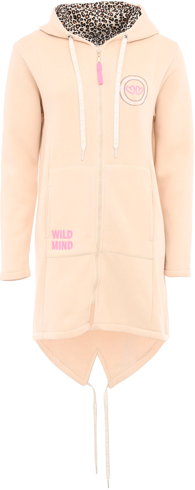 Zwillingsherz Jerseymantel »"Wild Strong Free"«, mit Kapuze, Taschen, Front und Backmotiv Wild Strong Free