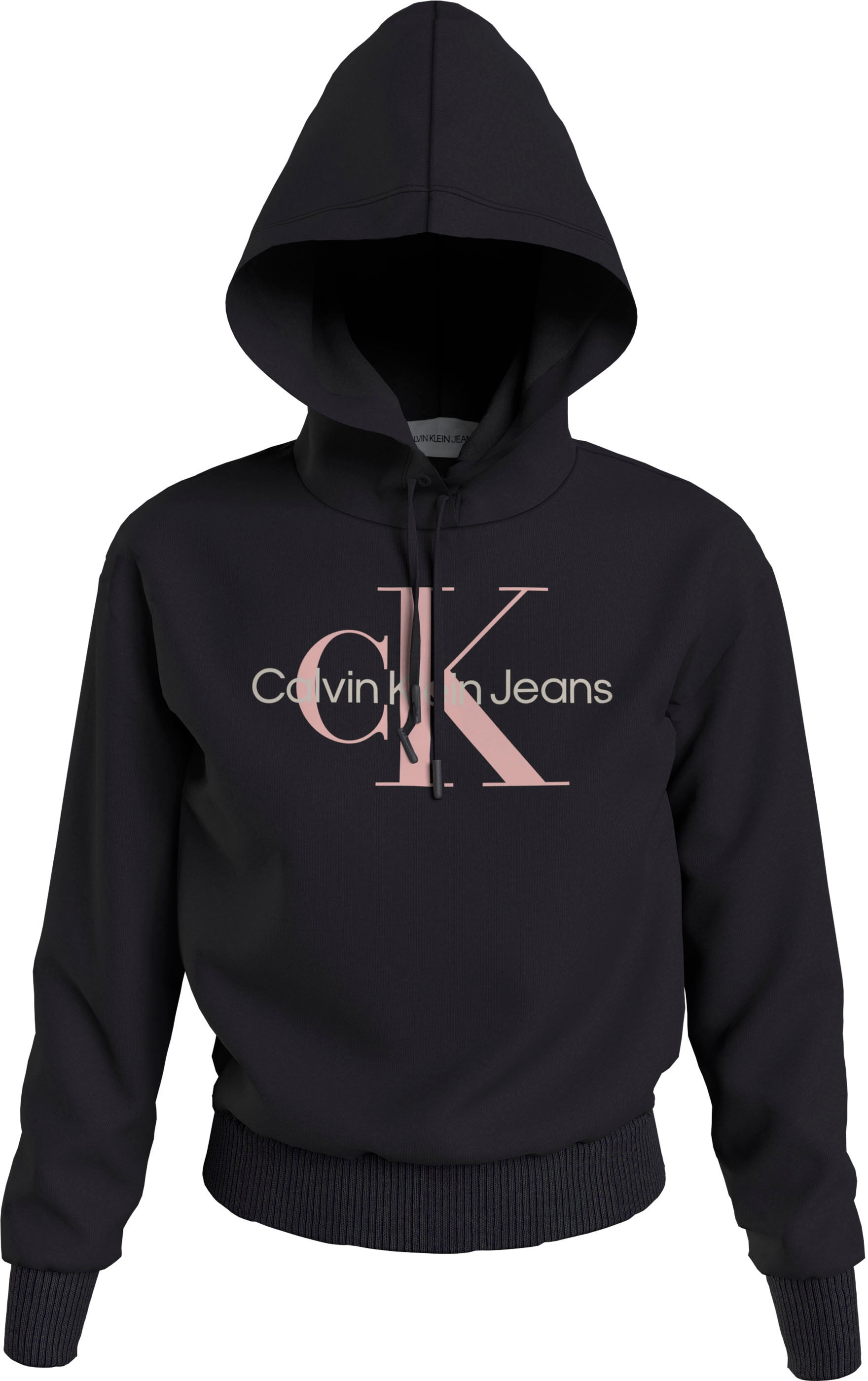 Calvin Klein Rippbündchen Kapuzensweatshirt HOODIE«, bei Plus MONOLOGO ♕ weichen »PLUS Jeans ICONIC mit