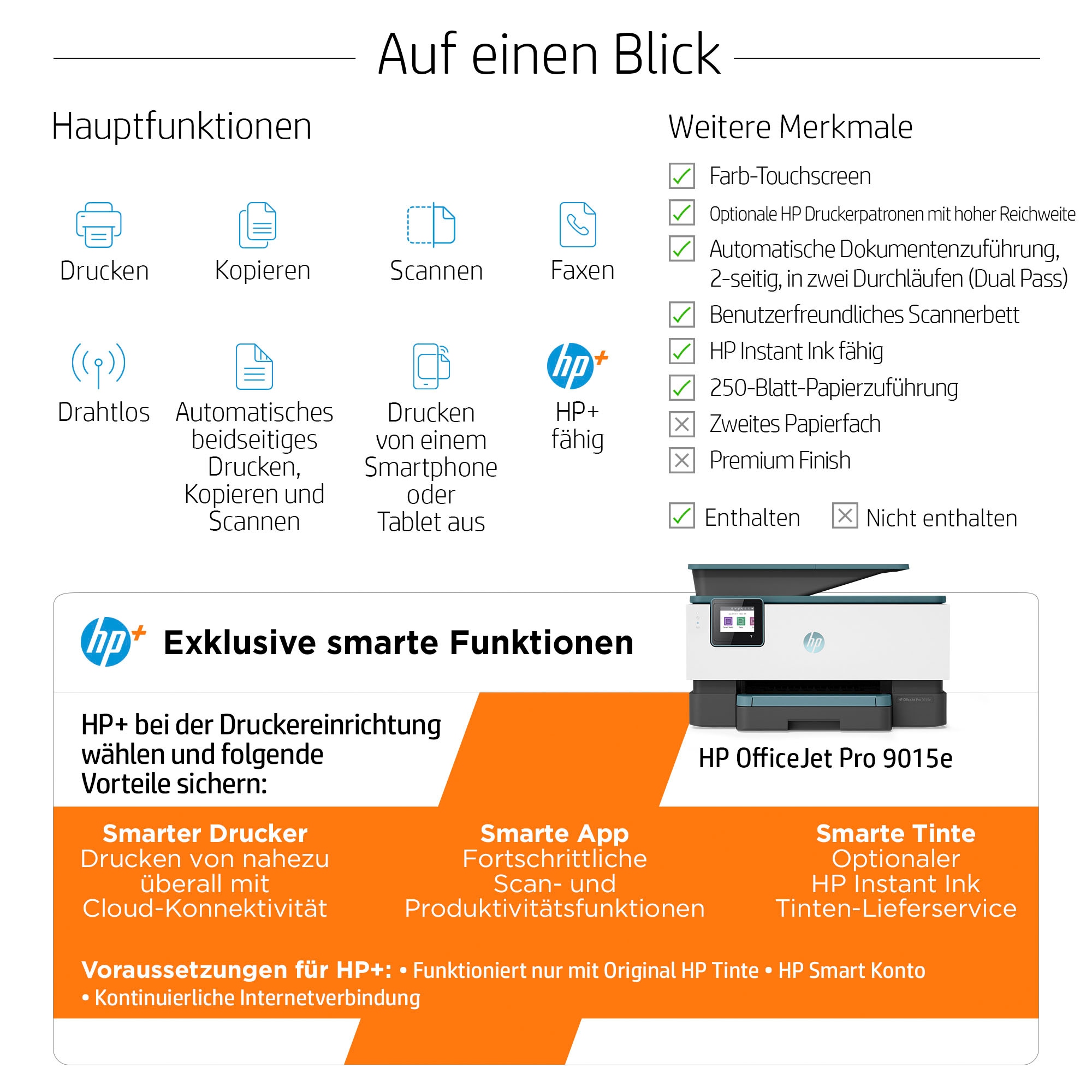HP Multifunktionsdrucker »OfficeJet Pro 9015e«, 6 Monate gratis Drucken mit HP Instant Ink inklusive