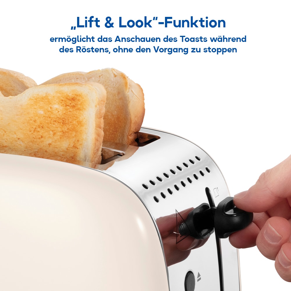 RUSSELL HOBBS Toaster »Colours Plus+ Jasmine 26930-56« 1100 W 2 extra breite Toastschlitze, Brötchenaufsatz, 6 Bräunungsstufen