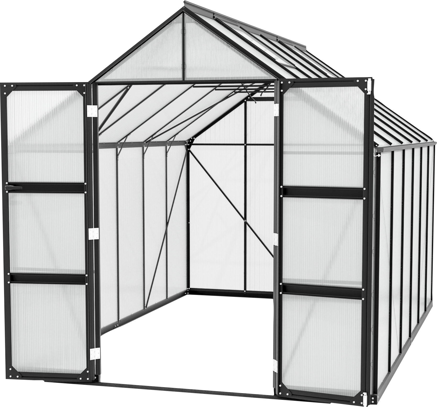 Vitavia Gewächshaus "Domus 9900" mit Doppelschwingtüren und bodentiefer Türschwelle, 4 mm Hohlkammer