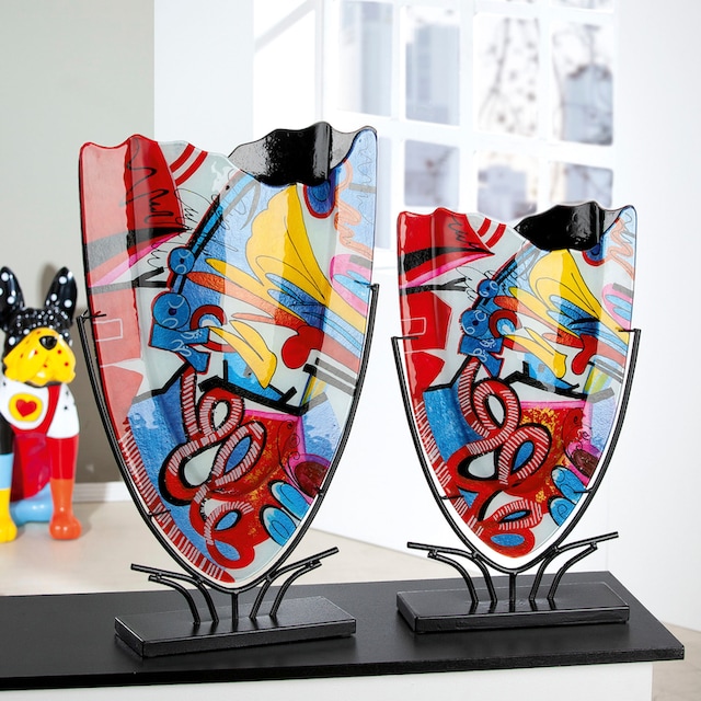 Casablanca by Gilde Dekovase »Street Art«, (1 St.), Vase aus Glas auf  Metallständer, Höhe ca. 47 cm auf Rechnung bestellen