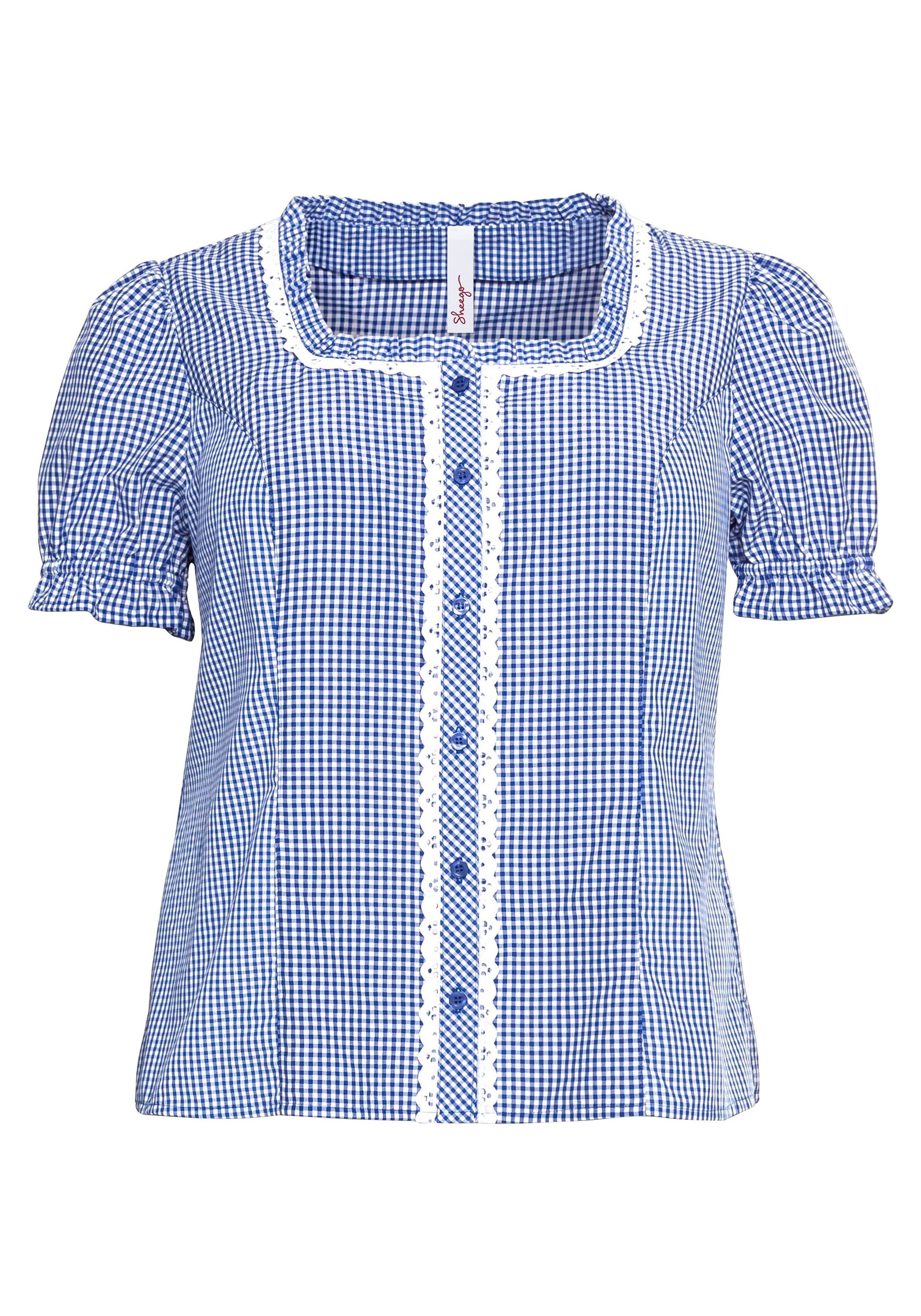 Sheego Trachtenbluse »Trachtenbluse im Karo-Design, mit Spitzenbesatz«