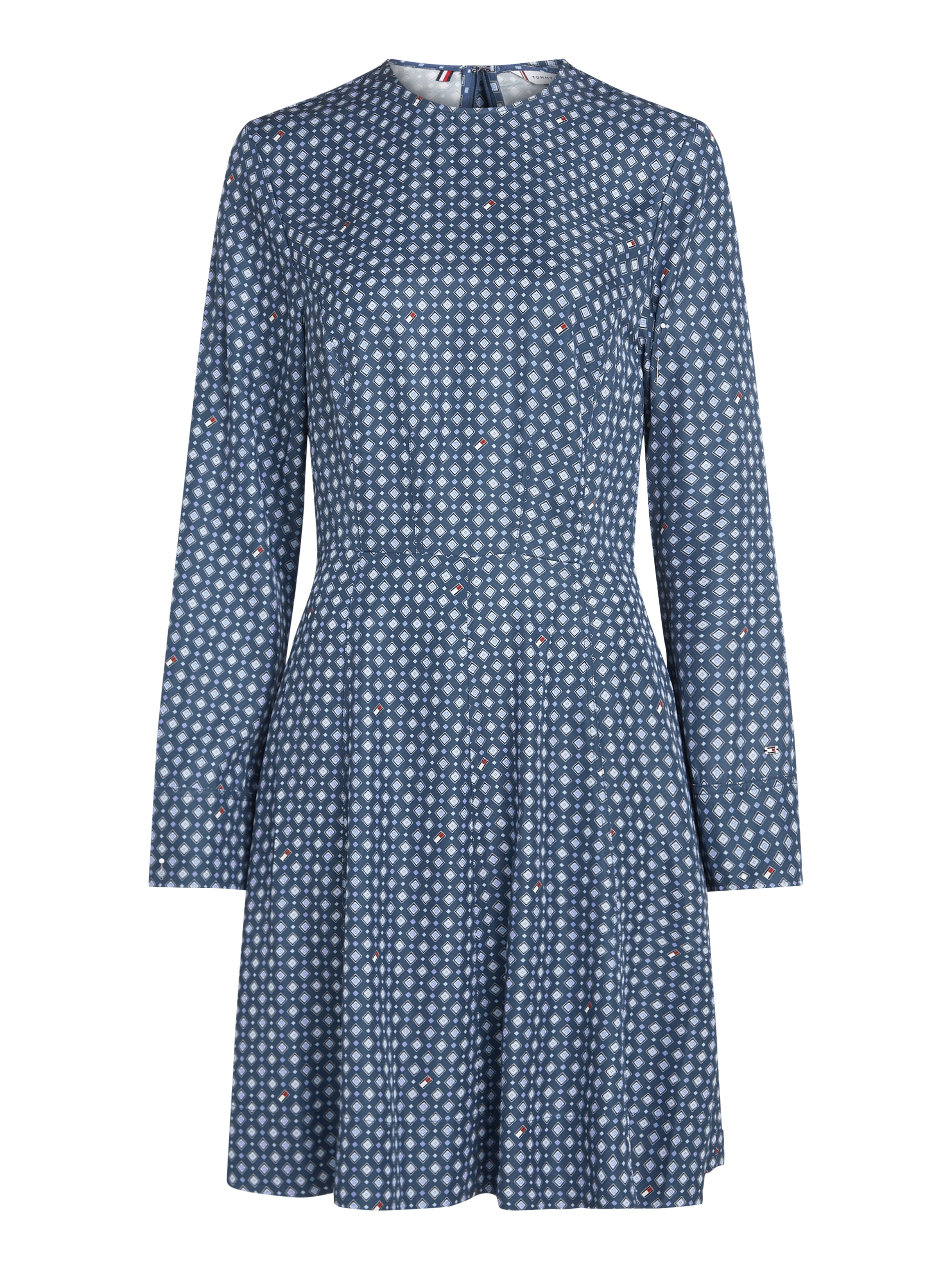 Tommy Hilfiger Blusenkleid »FOULARD FIT & FLARE KNEE DRESS«, mit Tommy Hilfiger Markenlabel