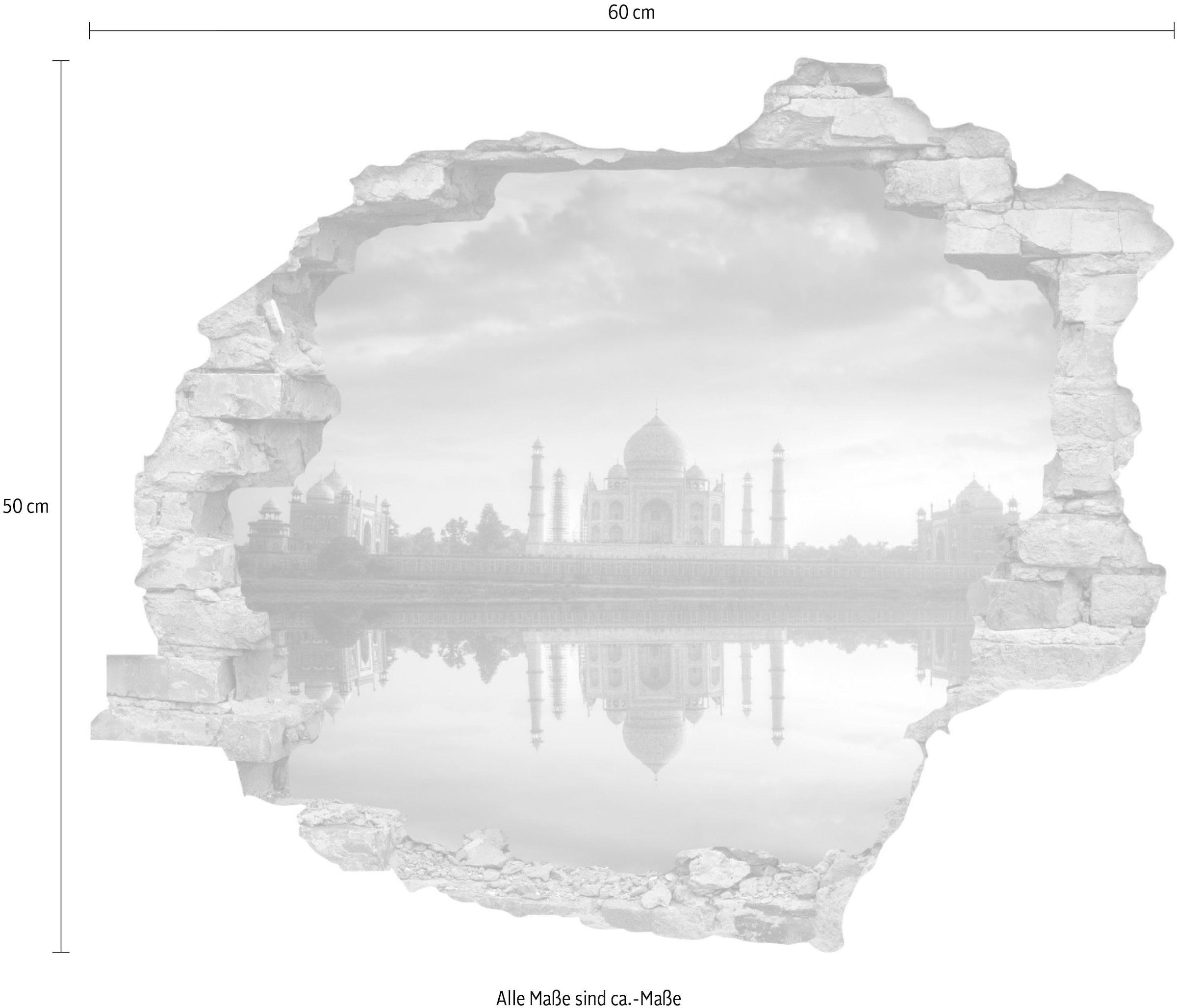 queence Wandtattoo »Taj Mahal«, (1 St.), Wandsticker, Wandbild, selbstklebend, 3D, Wanddurchbruch