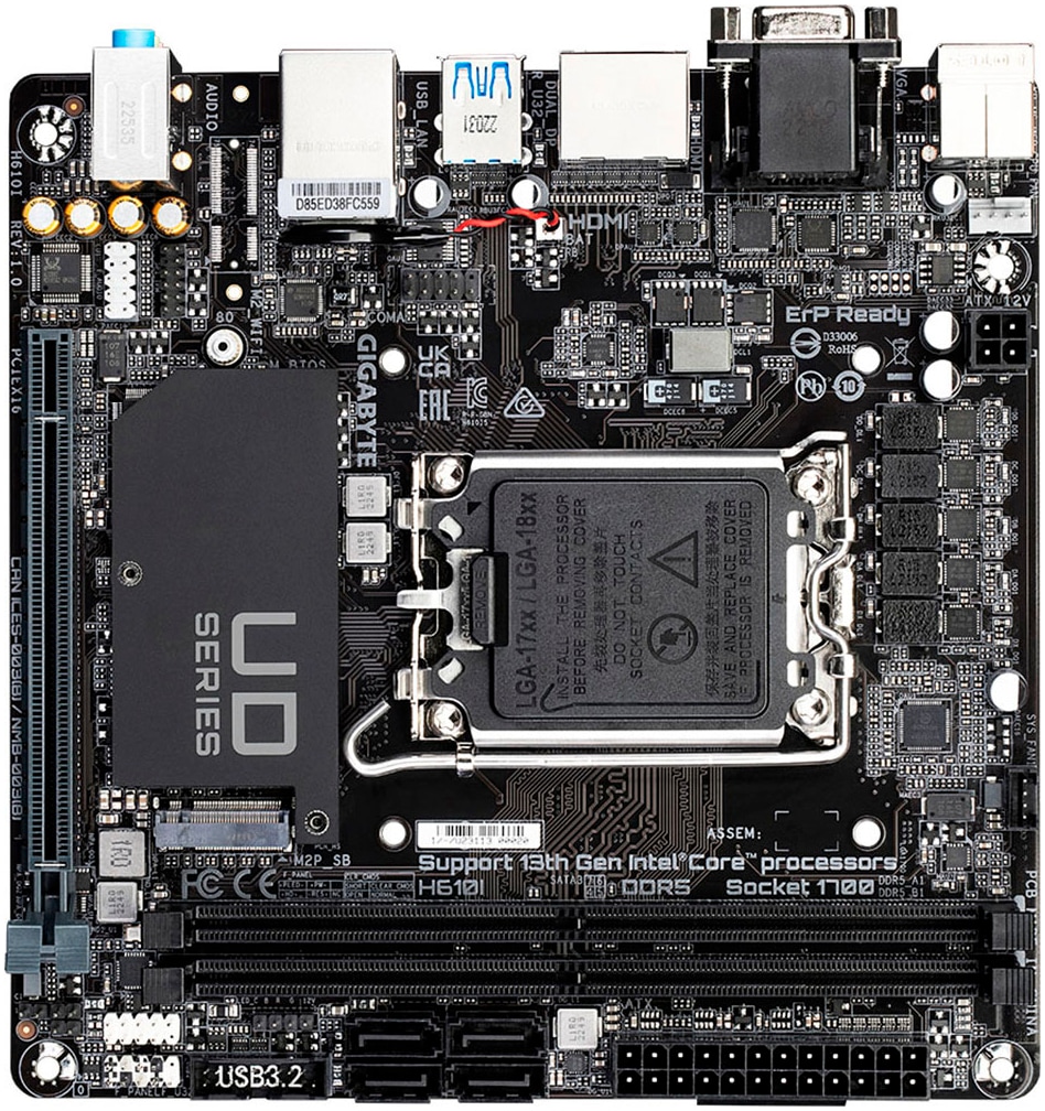 Gigabyte Mainboard »H610I Motherboard - Unterstützt Intel Core 14. Generation CPUs, 4+1+1«