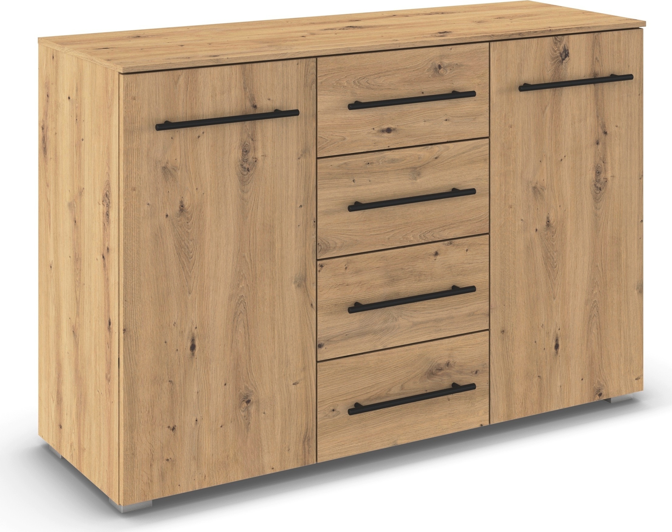rauch Kombikommode »Sideboard Schubladenkommode AVOLA mit Dekorfront« Breite 120 cm inkl. Soft-Close-Funktion,  vier große Schubladen und 2 Türen, mit 4 Einlegeböden MADE IN GERMANY