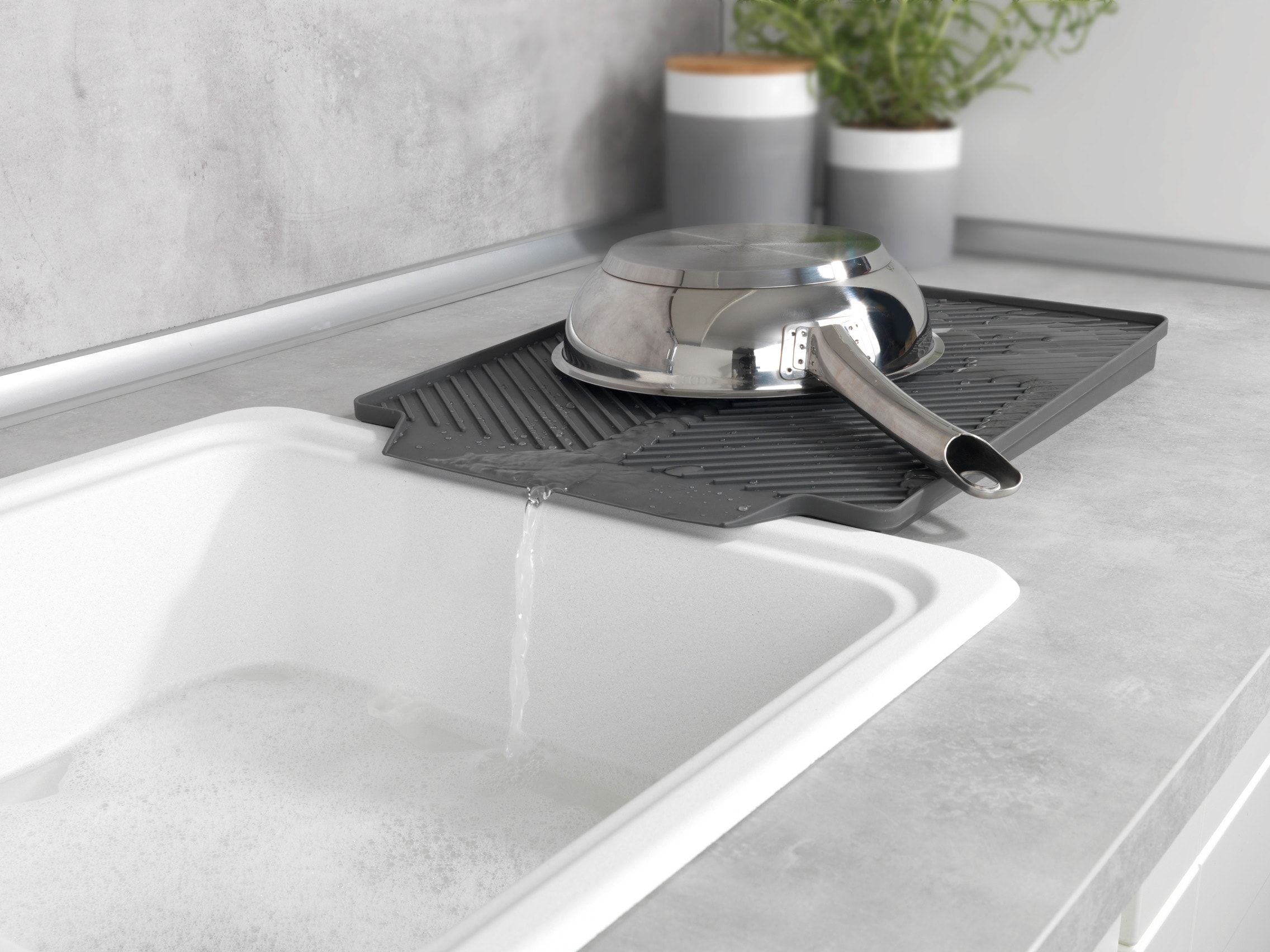 WENKO Geschirrständer »Modell Linea«, (kein Set), Abtropfmatte für Geschirr, zur seitlichen Erweiterung des Spülbeckens
