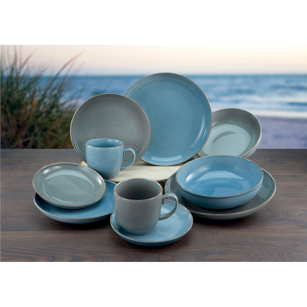 CreaTable Kombiservice »Geschirr-Set Oceano Two«, (Set, 10 tlg., Kaffeeservice und Tafelservice im Set, für 2 Personen), Service, multifunktional, Made in Europe, 10 Teile, für 2 Personen