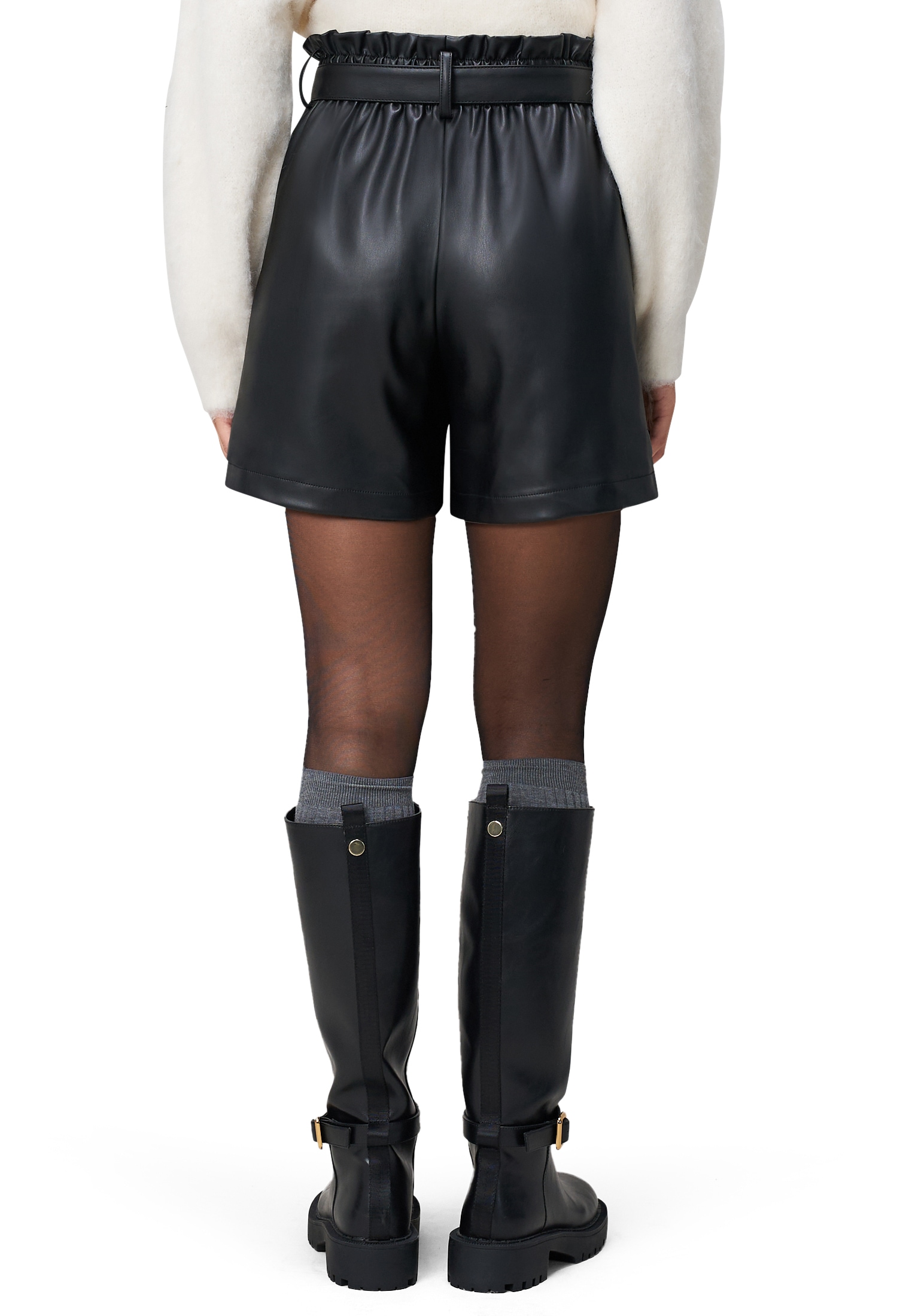 Zero Shorts »Shorts Lederoptik mit Bindegürtel«