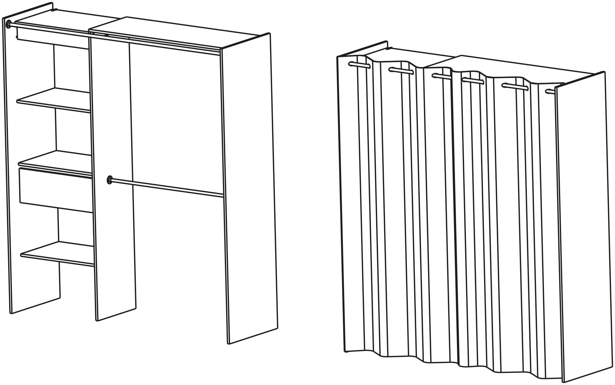 Demeyere GROUP Vorhang-Schrank »Chicago«, variabel in der Breite ca. 114 - 167cm, viel Stauraum und Ablagefläche