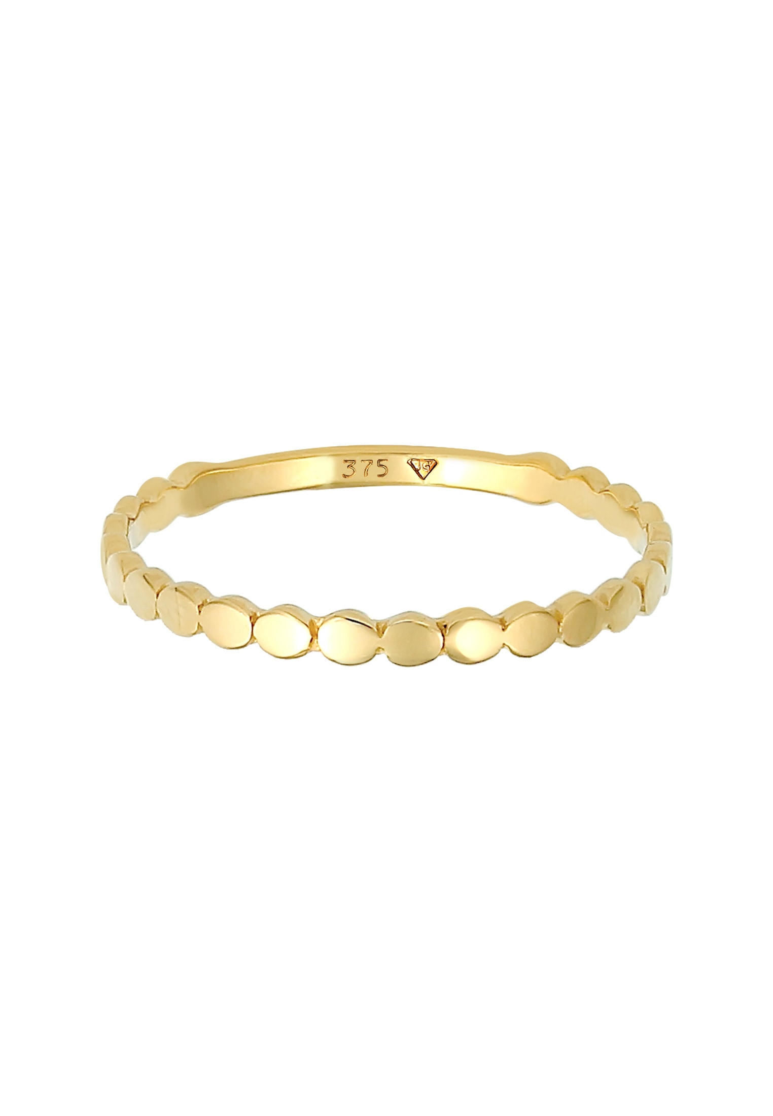 Elli Premium Silberring »Ring Plättchen Rund Stapelring Geo Basic 375 Gelbgold«