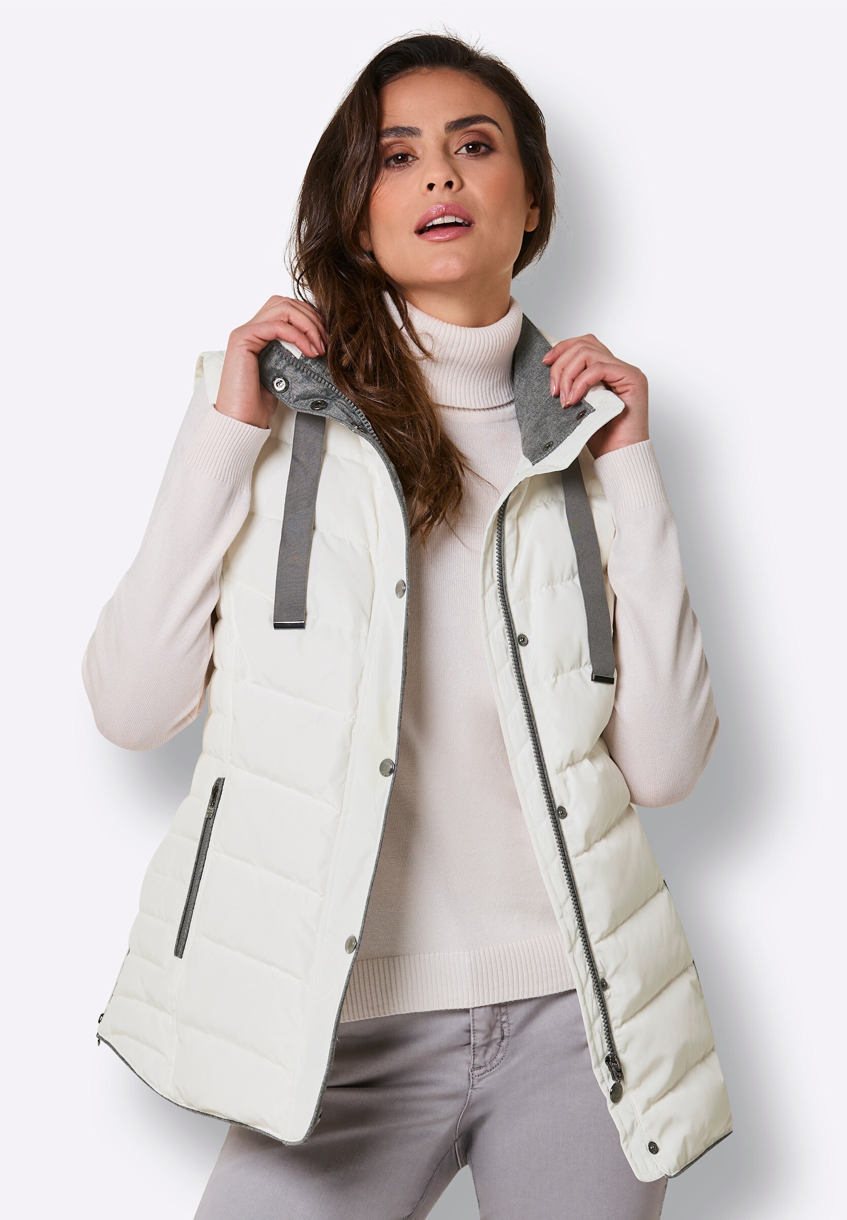 creation L Softshelljacke »Daunen-Steppjacke Daunenjacke mit Westen-Funktion« Abnehmbare Kapuze