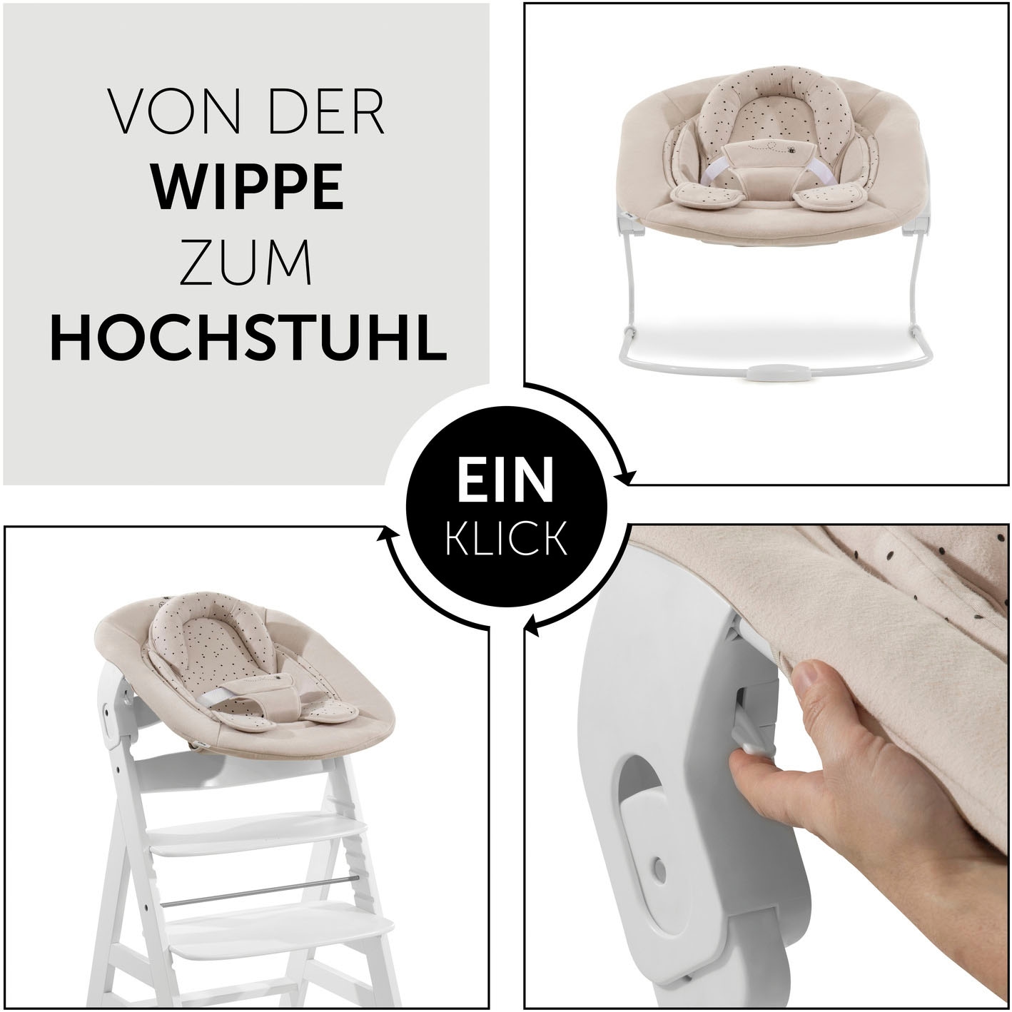 Hauck Hochstuhlaufsatz »Alpha Bouncer 2in1 Winnie the Pooh beige« bis, 9 kg, mit Wippgestell